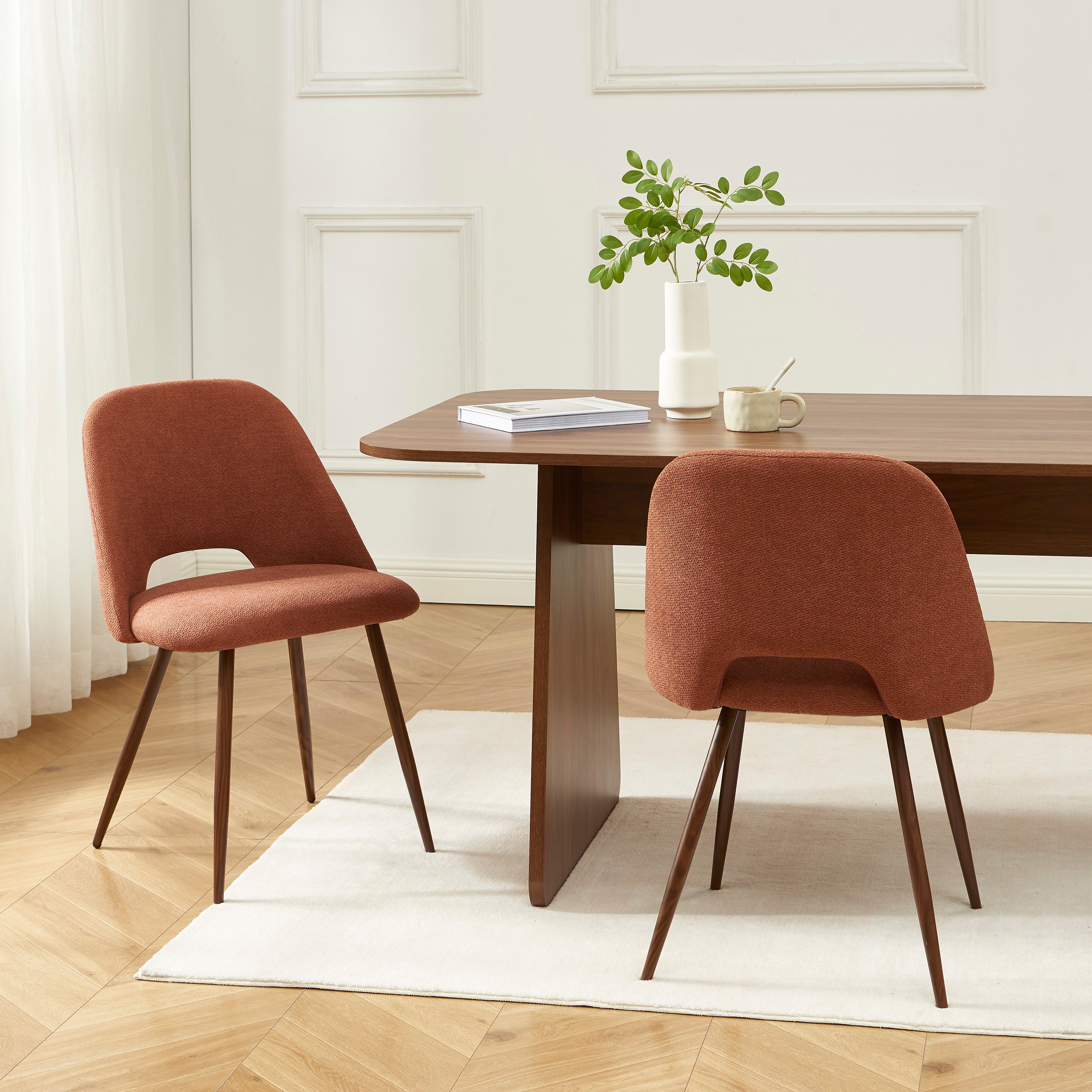 ELISABETH Set of 2 Upholstered Dining Chairs - Terracotta