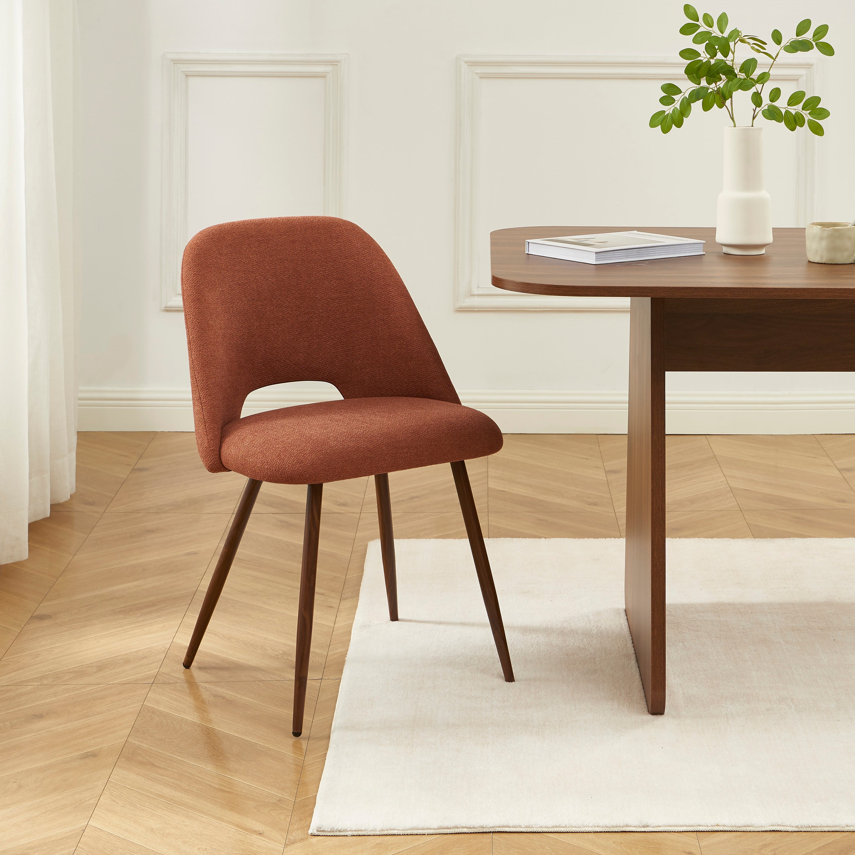 ELISABETH Set of 2 Upholstered Dining Chairs - Terracotta