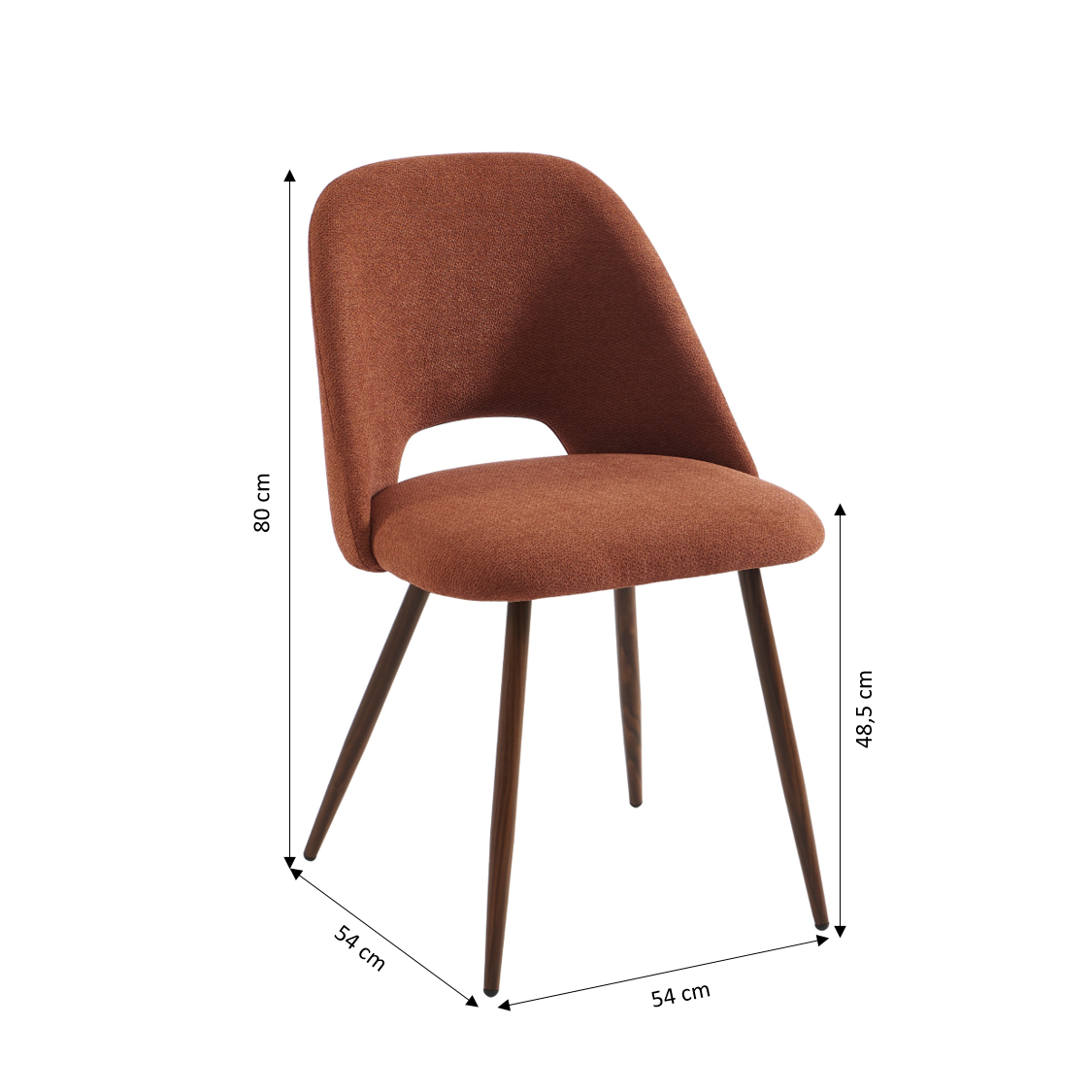 ELISABETH Set of 2 Upholstered Dining Chairs - Terracota