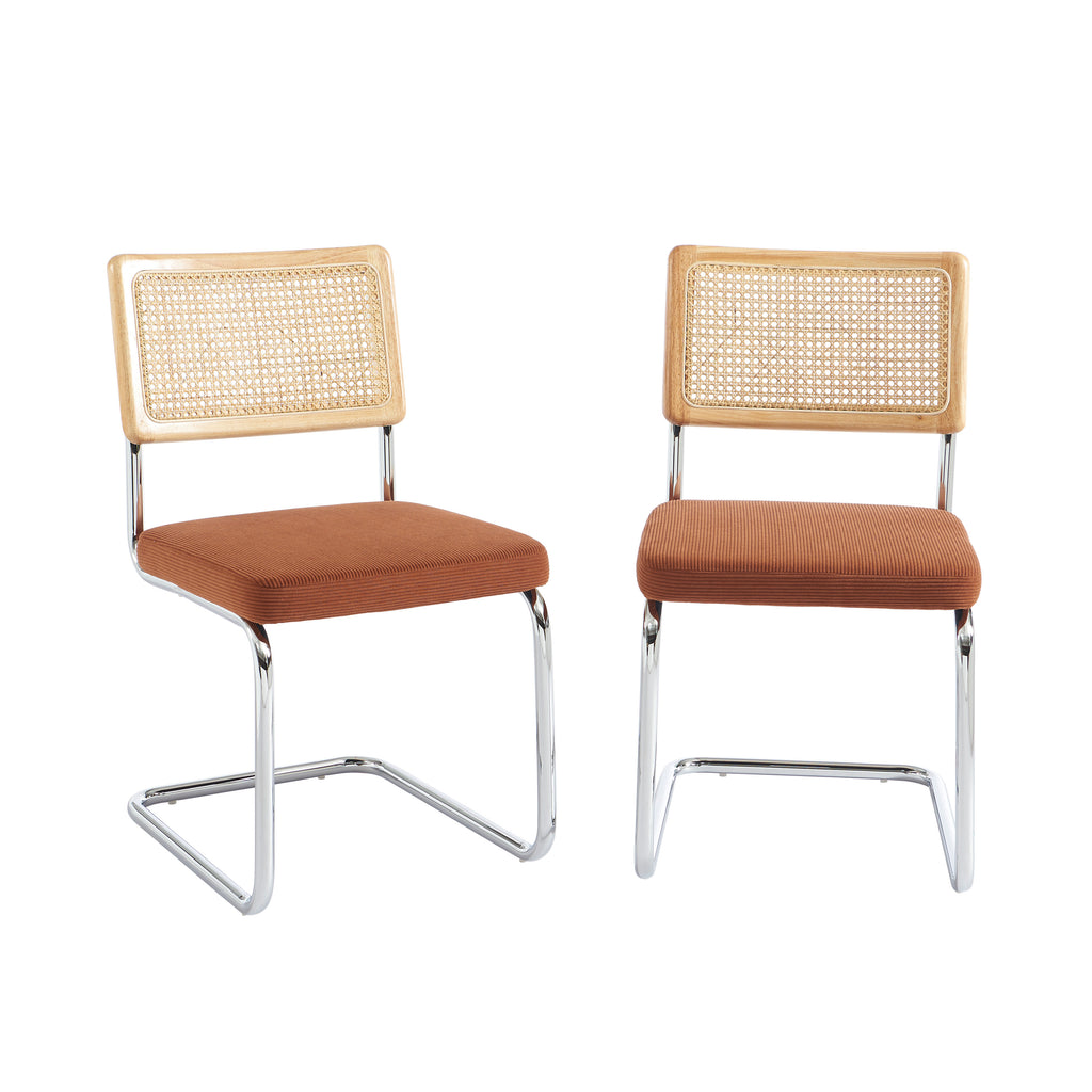 ELLA Set of 2 Upholstered Dining Chairs – Terracotta