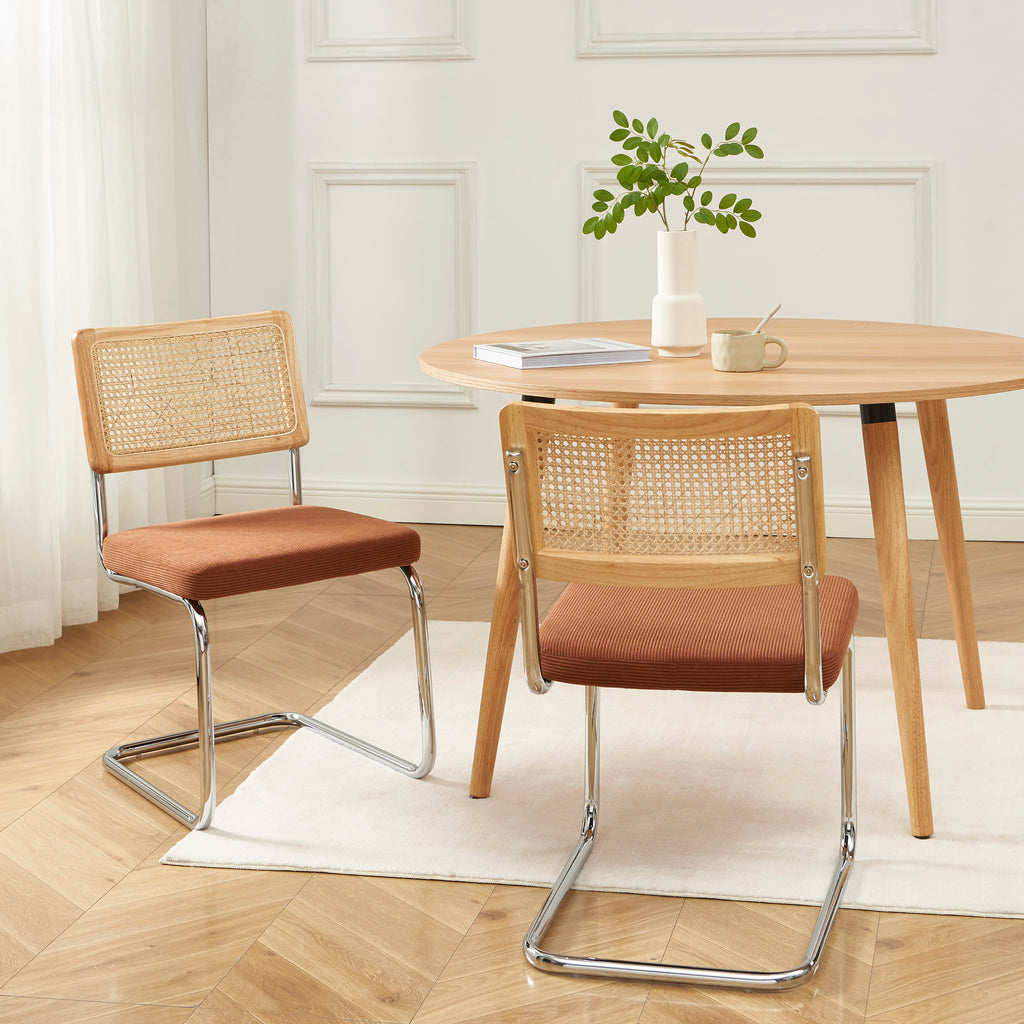 ELLA Set of 2 Upholstered Dining Chairs – Terracotta