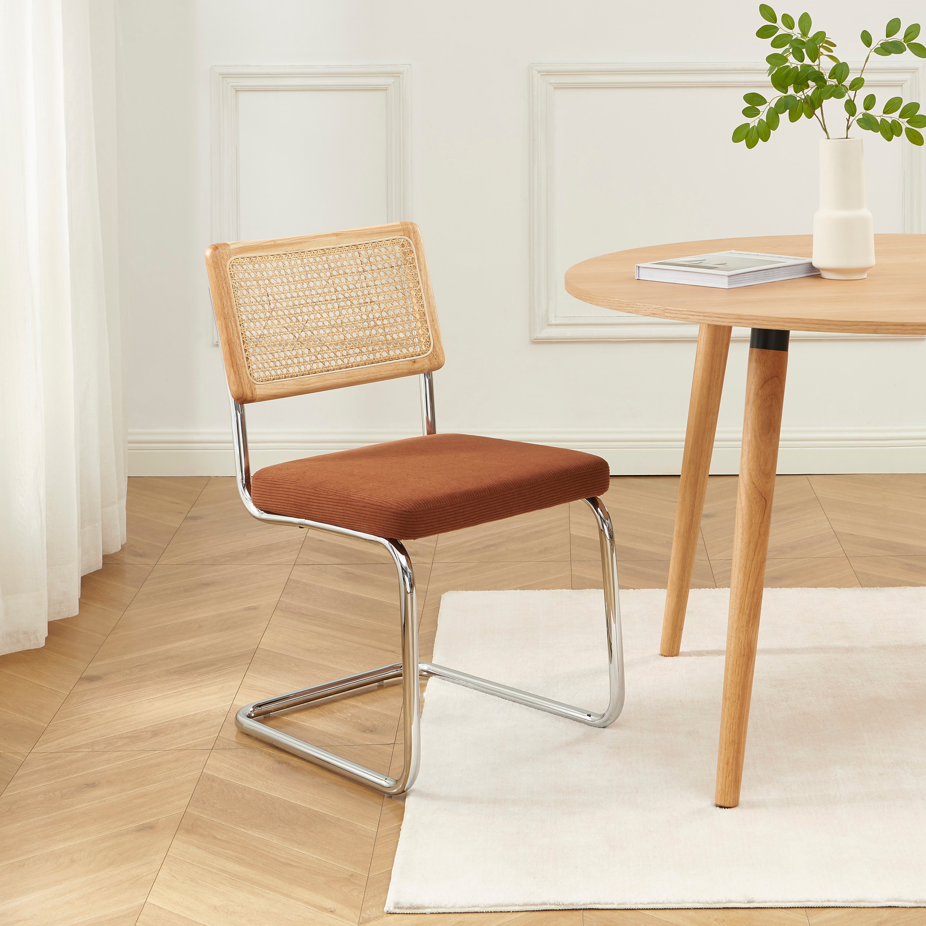 ELLA Set of 2 Upholstered Dining Chairs – Terracotta