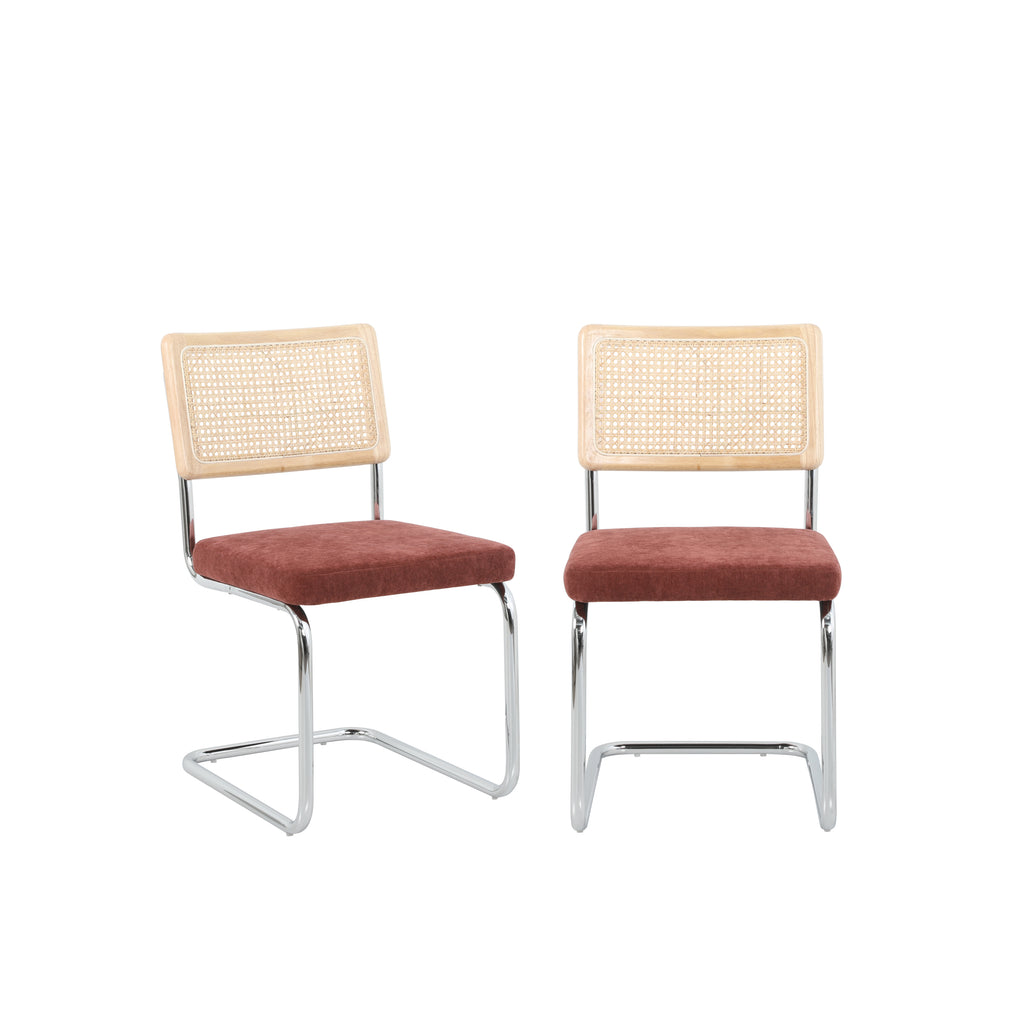 ELLA Set of 2 Upholstered Dining Chairs – Terracotta 