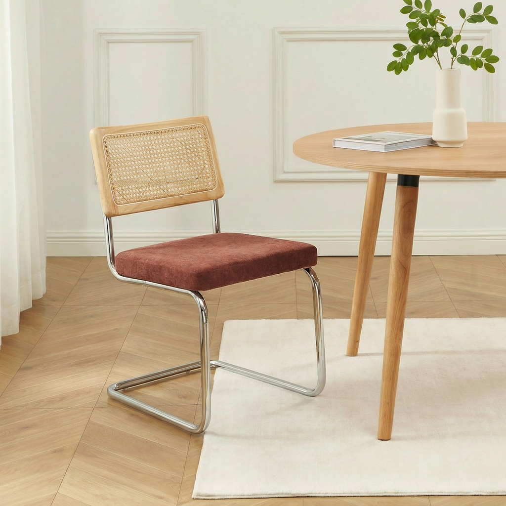 ELLA Set of 2 Upholstered Dining Chairs – Terracotta