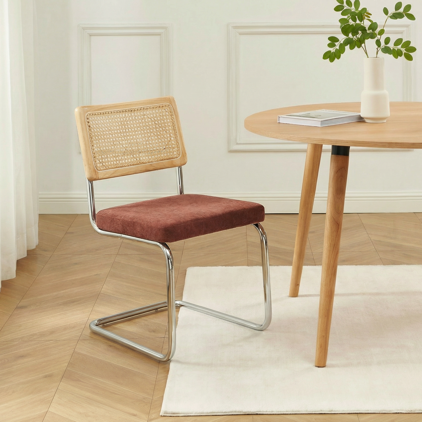ELLA Set of 2 Upholstered Dining Chairs – Terracotta