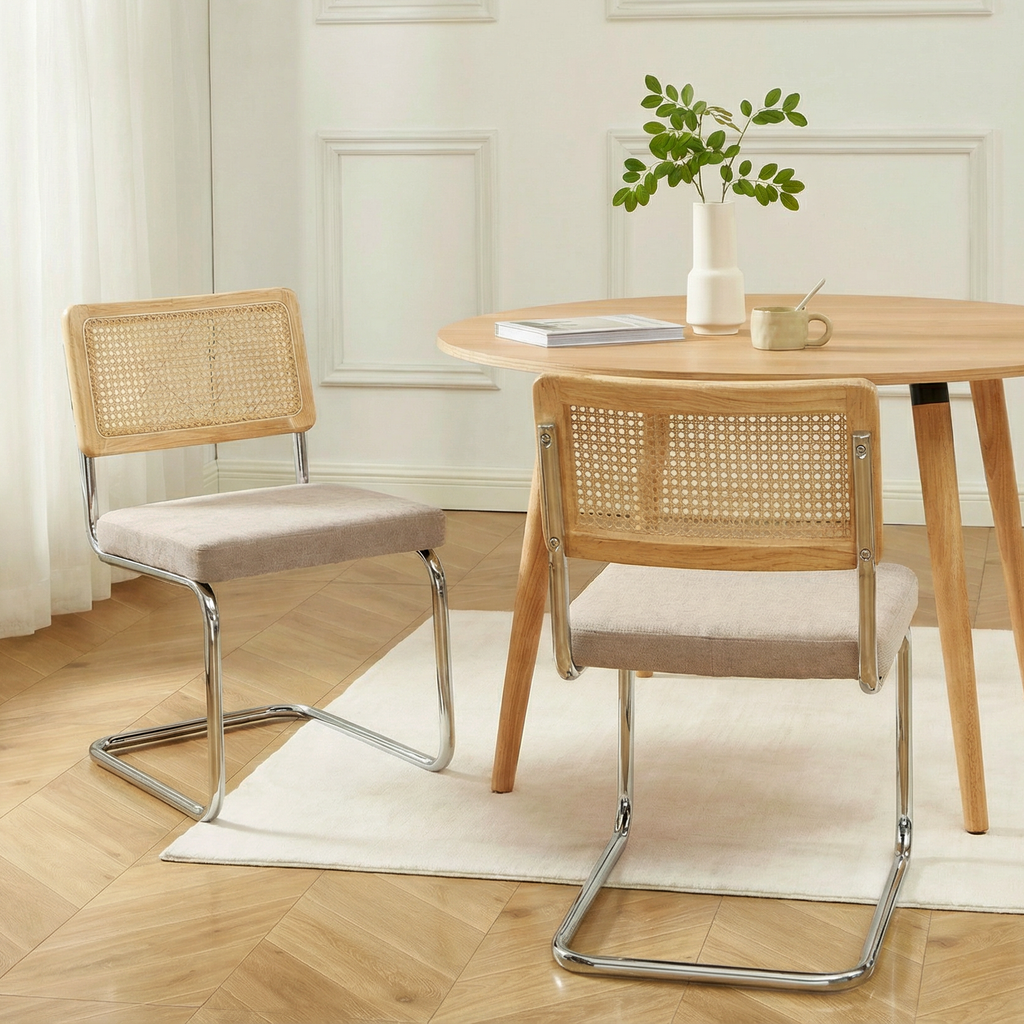 ELLA Set of 2 Upholstered Dining Chairs – Taupe