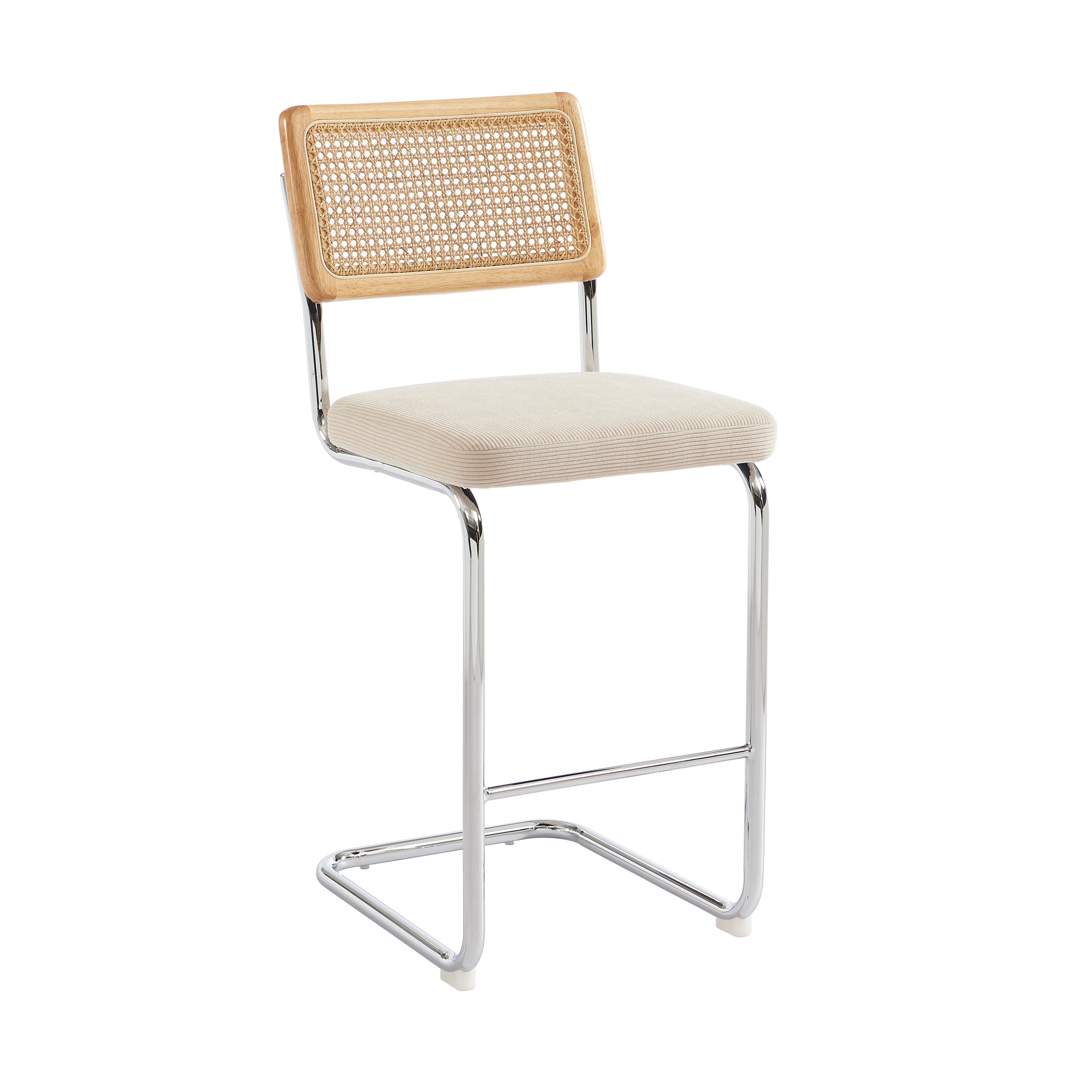 ELLA Set of 2 Upholstered Bar Stools – Beige