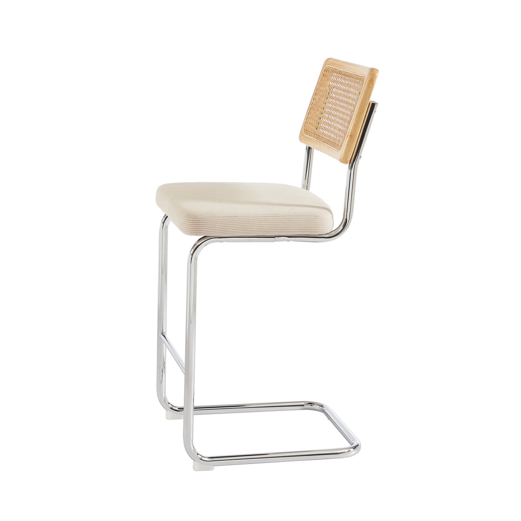 ELLA Set of 2 Upholstered Bar Stools – Beige