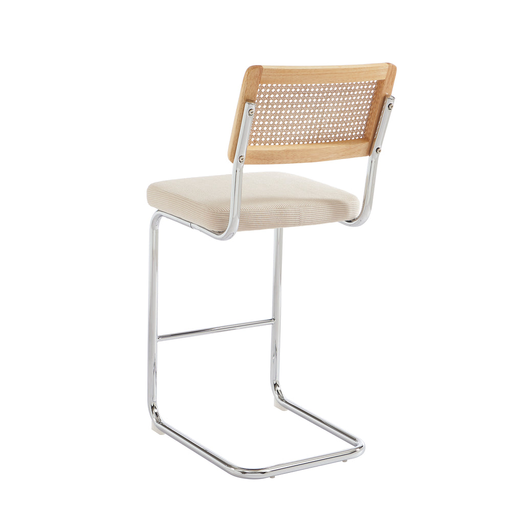 ELLA Set of 2 Upholstered Bar Stools – Beige