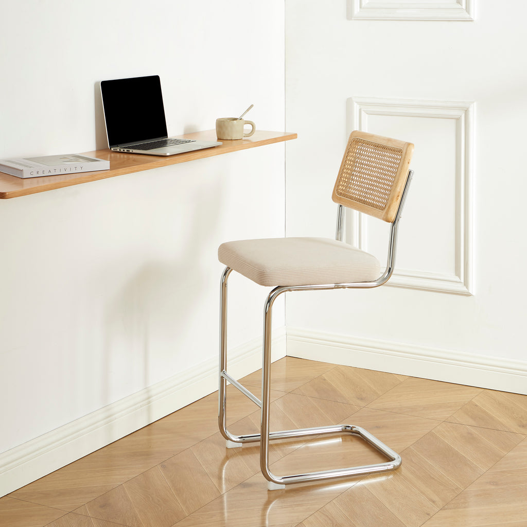 ELLA Set of 2 Upholstered Bar Stools – Beige