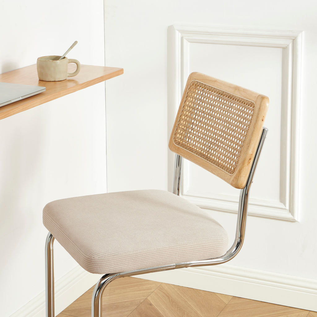 ELLA Set of 2 Upholstered Bar Stools – Beige