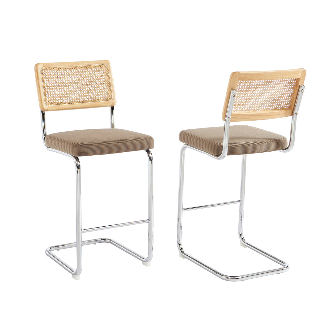 ELLA Set of 2 Upholstered Bar Stools – Taupe
