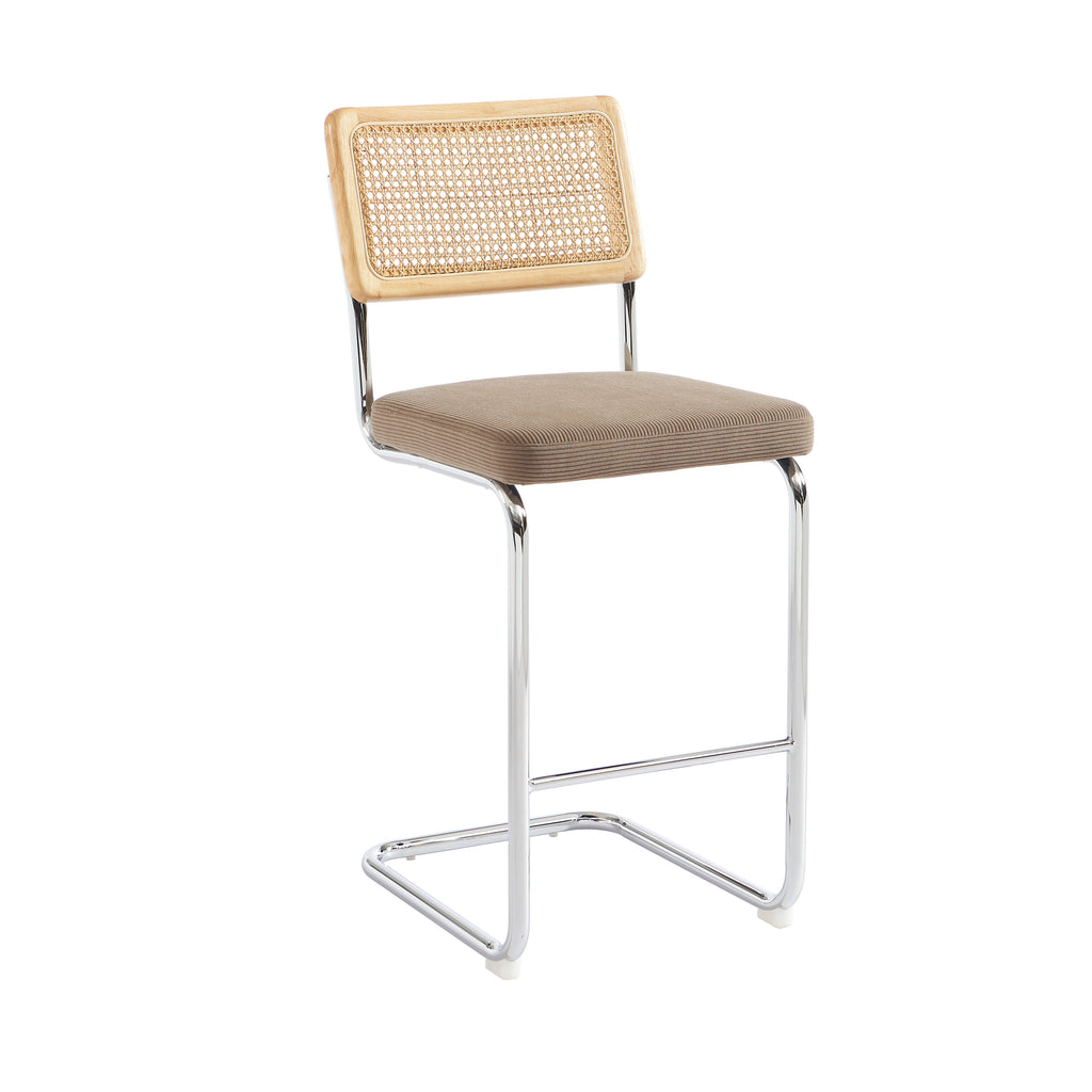 ELLA Set of 2 Upholstered Bar Stools – Taupe