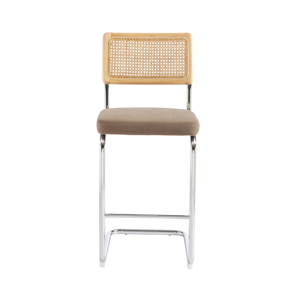 ELLA Set of 2 Upholstered Bar Stools – Taupe