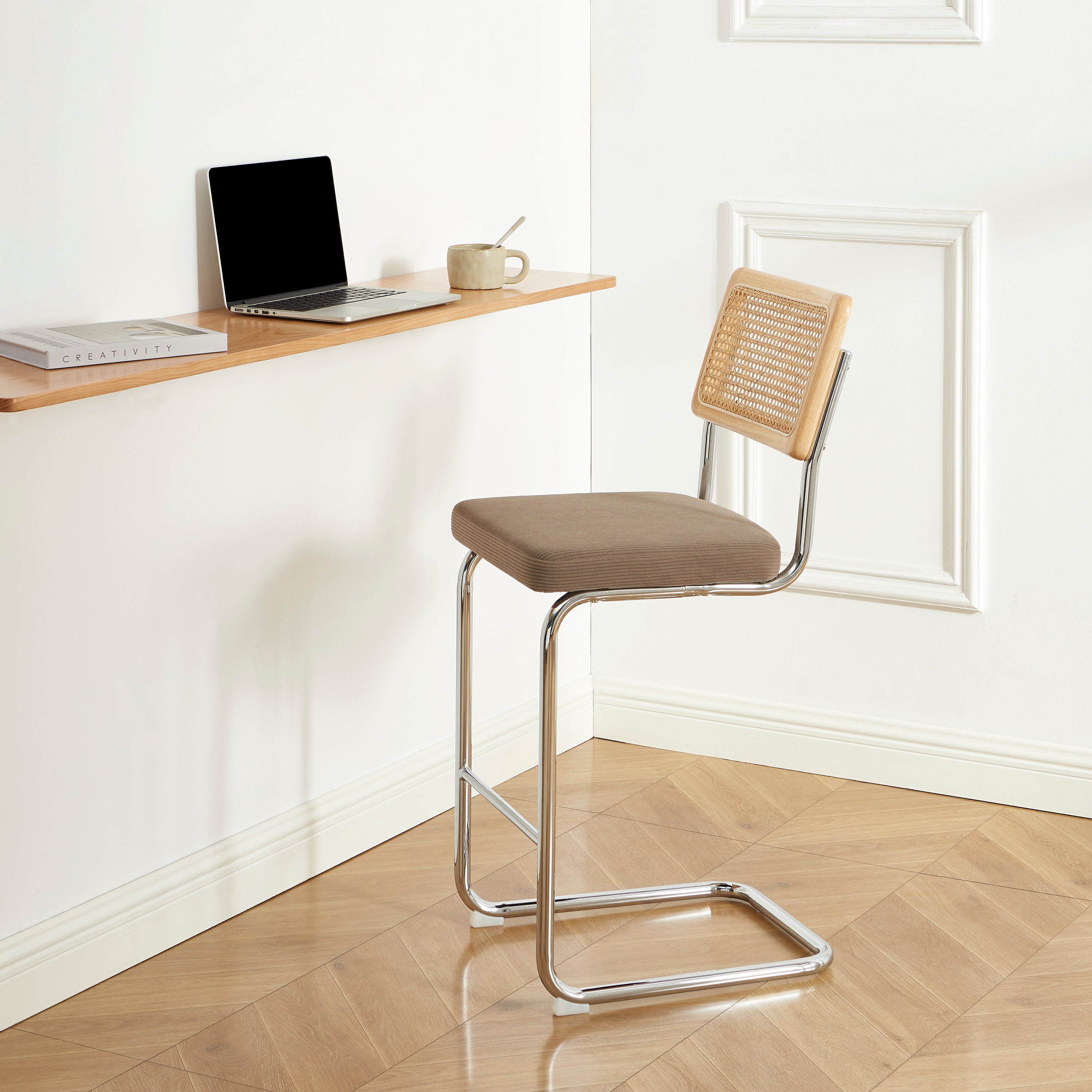 ELLA Set of 2 Upholstered Bar Stools – Taupe