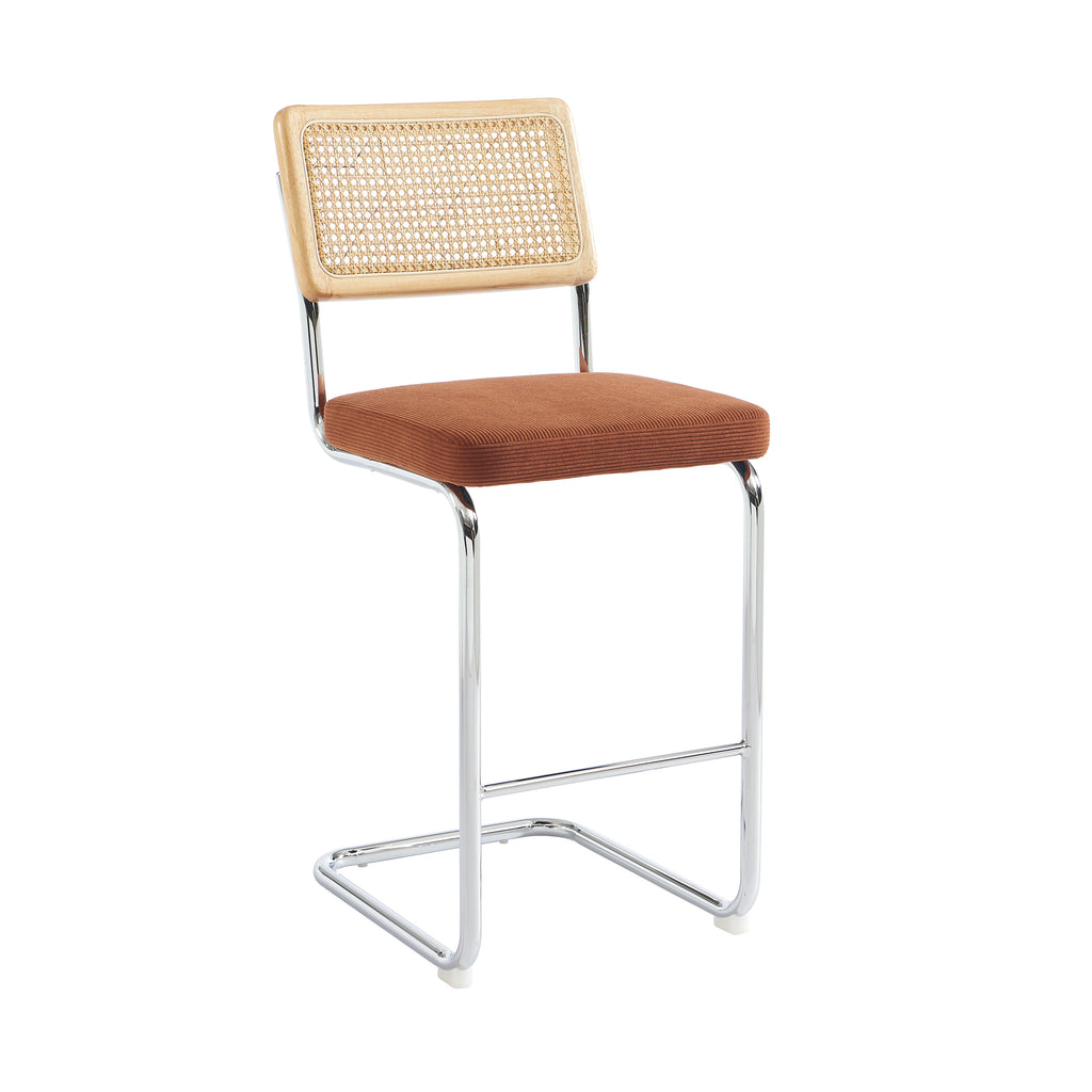 ELLA Set of 2 Upholstered Bar Stools – Terracotta
