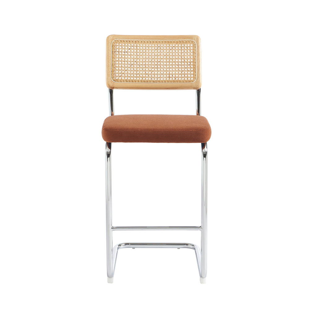 ELLA Set of 2 Upholstered Bar Stools – Terracotta