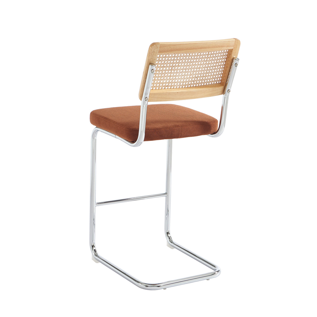 ELLA Set of 2 Upholstered Bar Stools – Terracotta