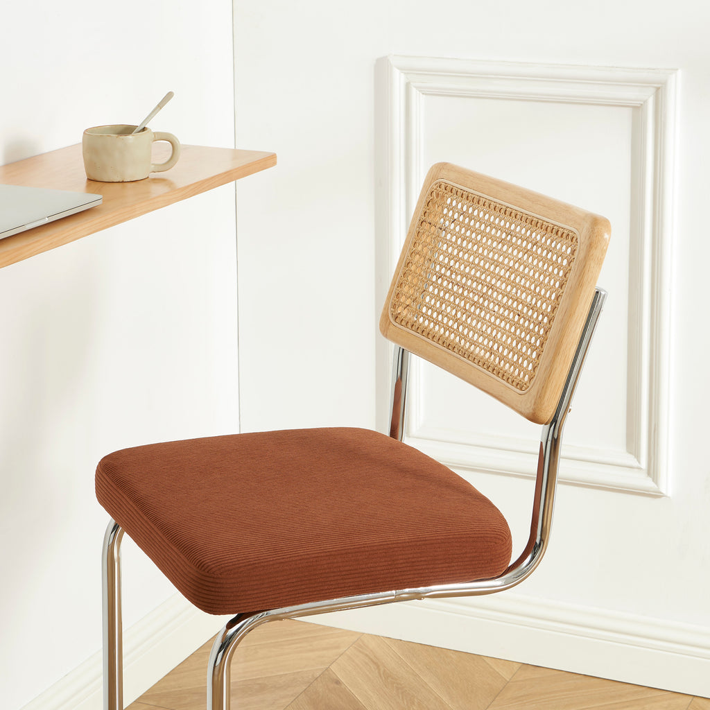 ELLA Set of 2 Upholstered Bar Stools – Terracotta