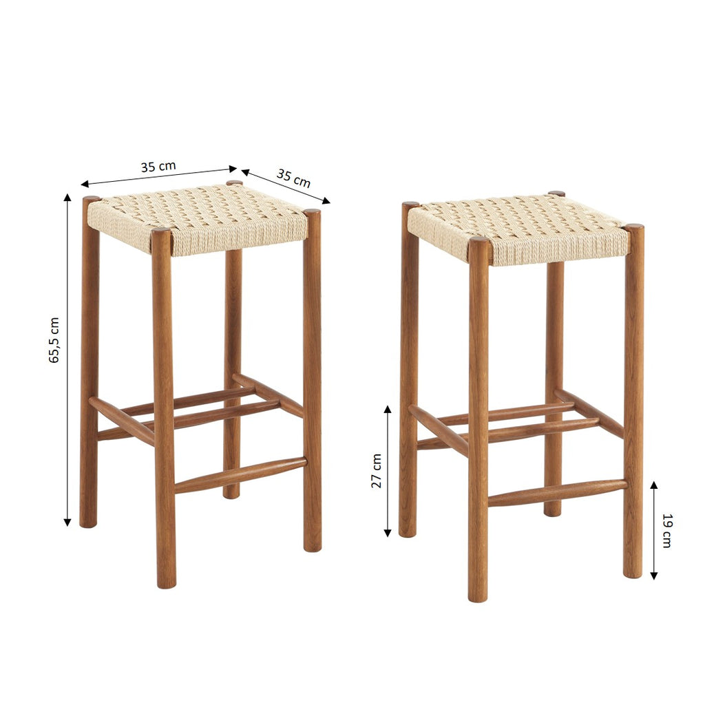 ELLIO Stool Set - Dark Wood
