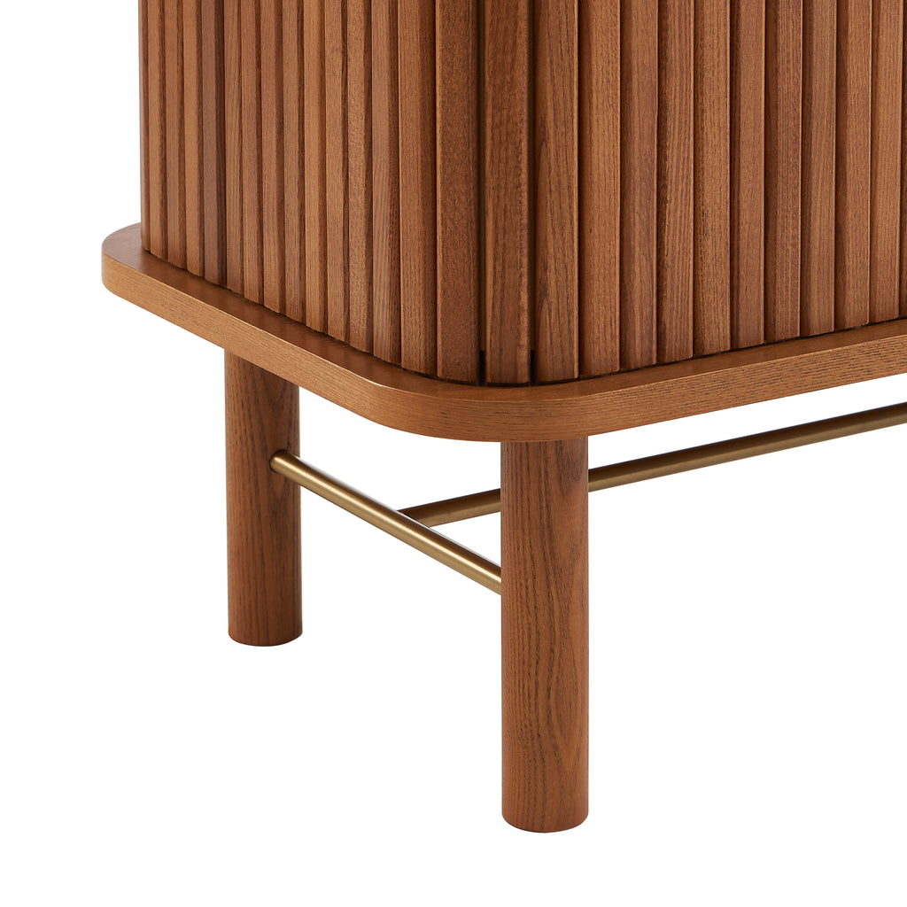 ERNEST Ash Veneer TV Stand with Tambour Doors - Dark wood