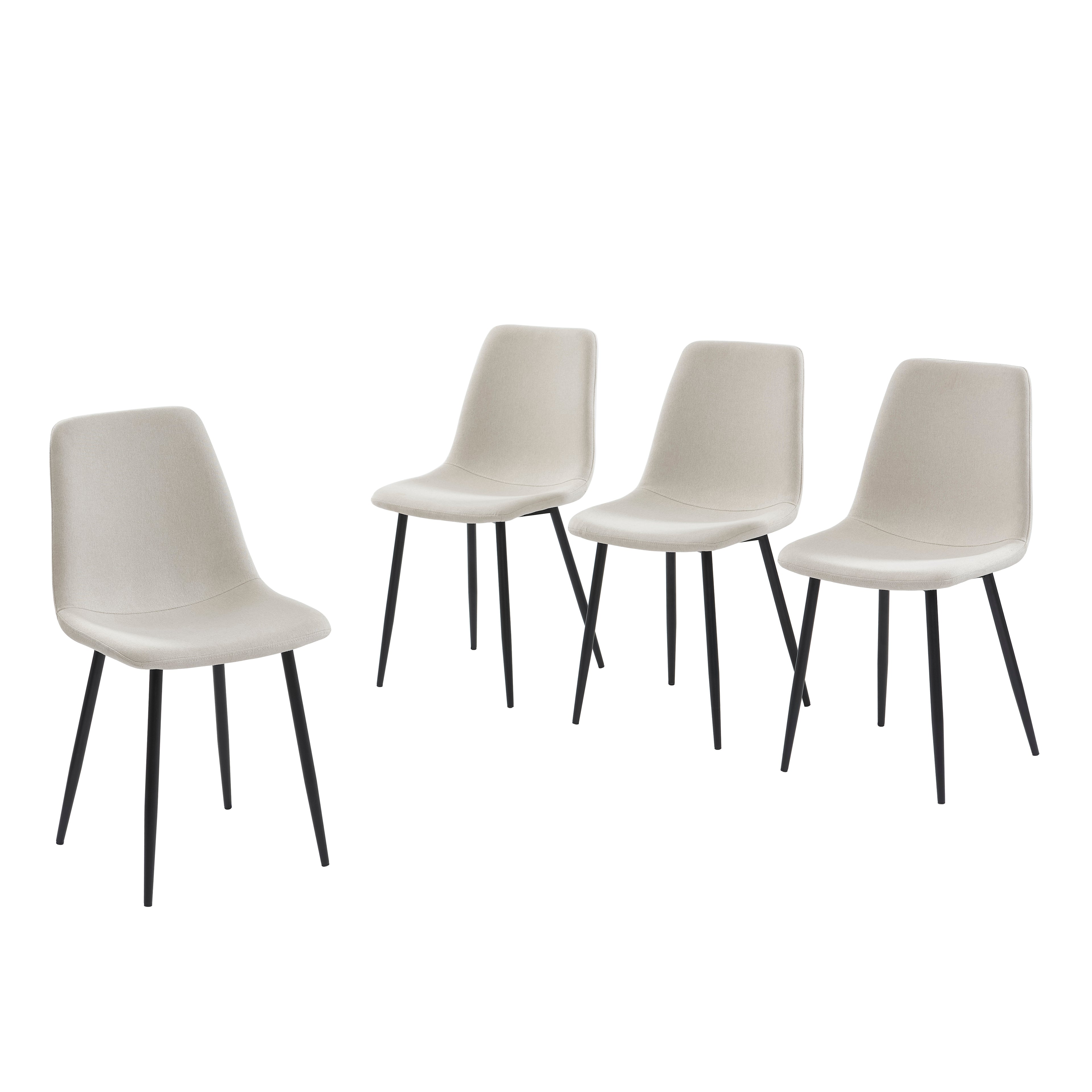 Set of 4 Chairs ESTELLE Fabric Light - Beige