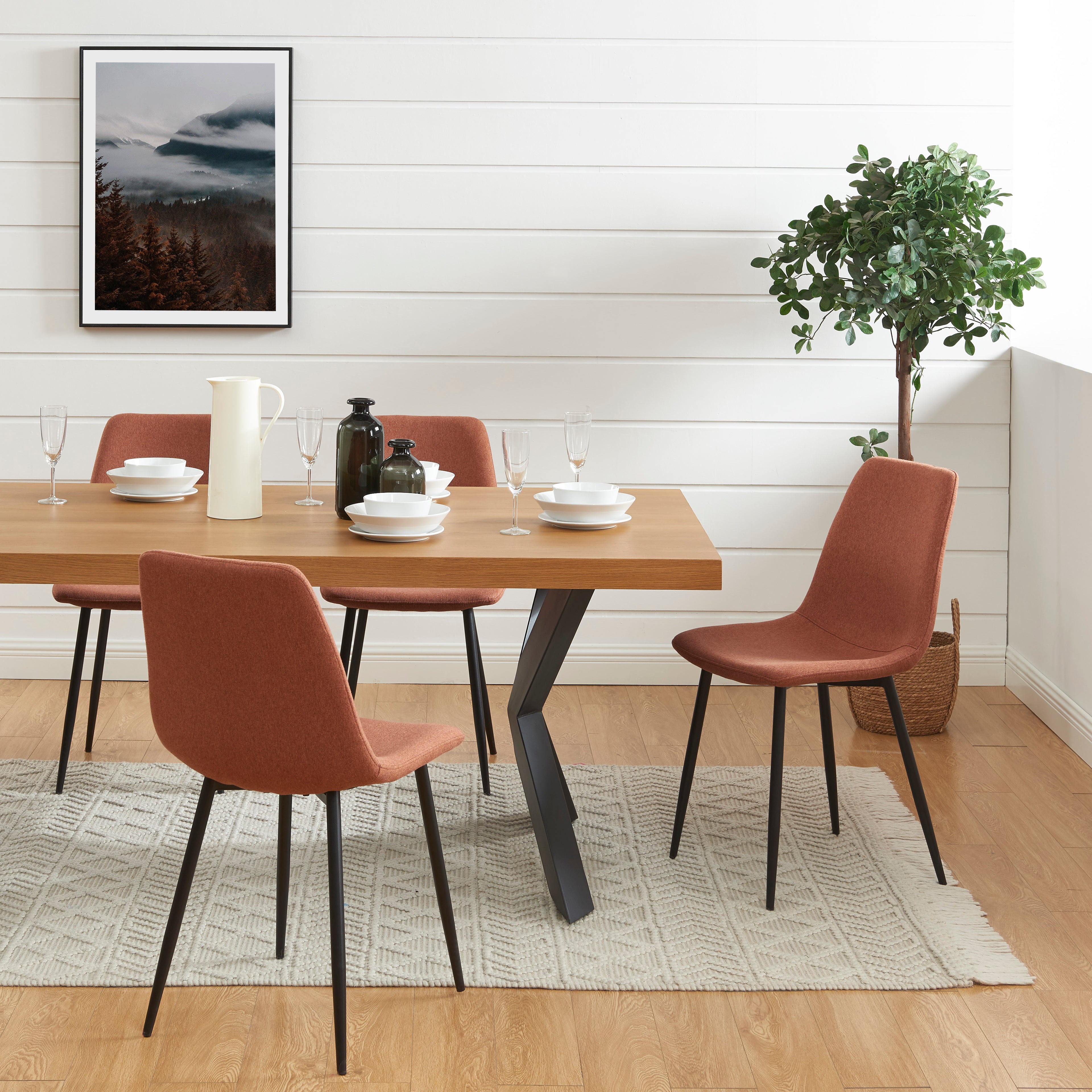 Set of 4 Chairs ESTELLE Fabric Light - Red