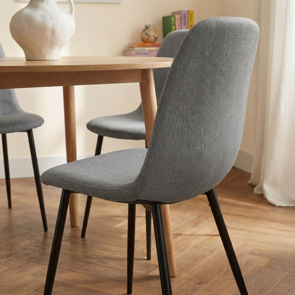 Set of 4 Chairs ESTELLE Fabric Light - Gray