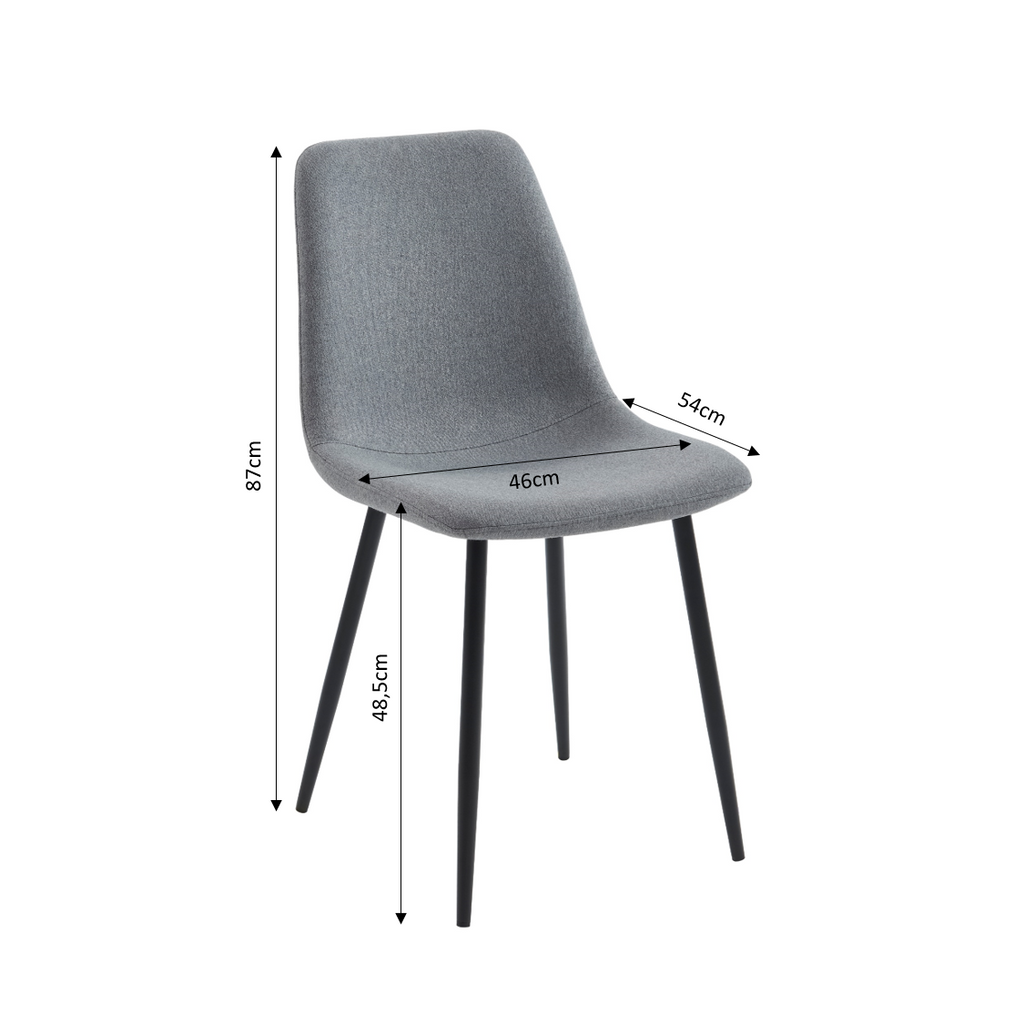 Set of 4 Chairs ESTELLE Fabric Light - Gray