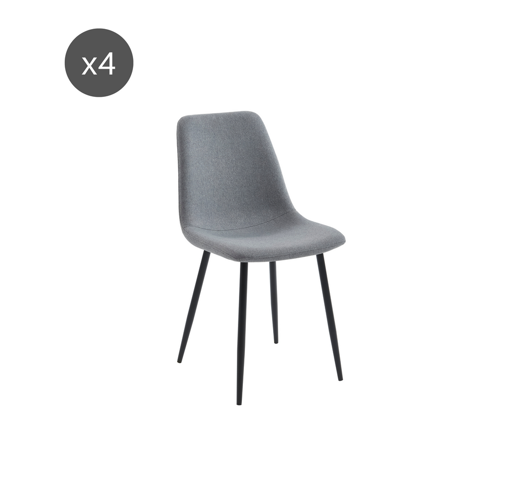 Set of 4 Chairs ESTELLE Fabric Light - Gray