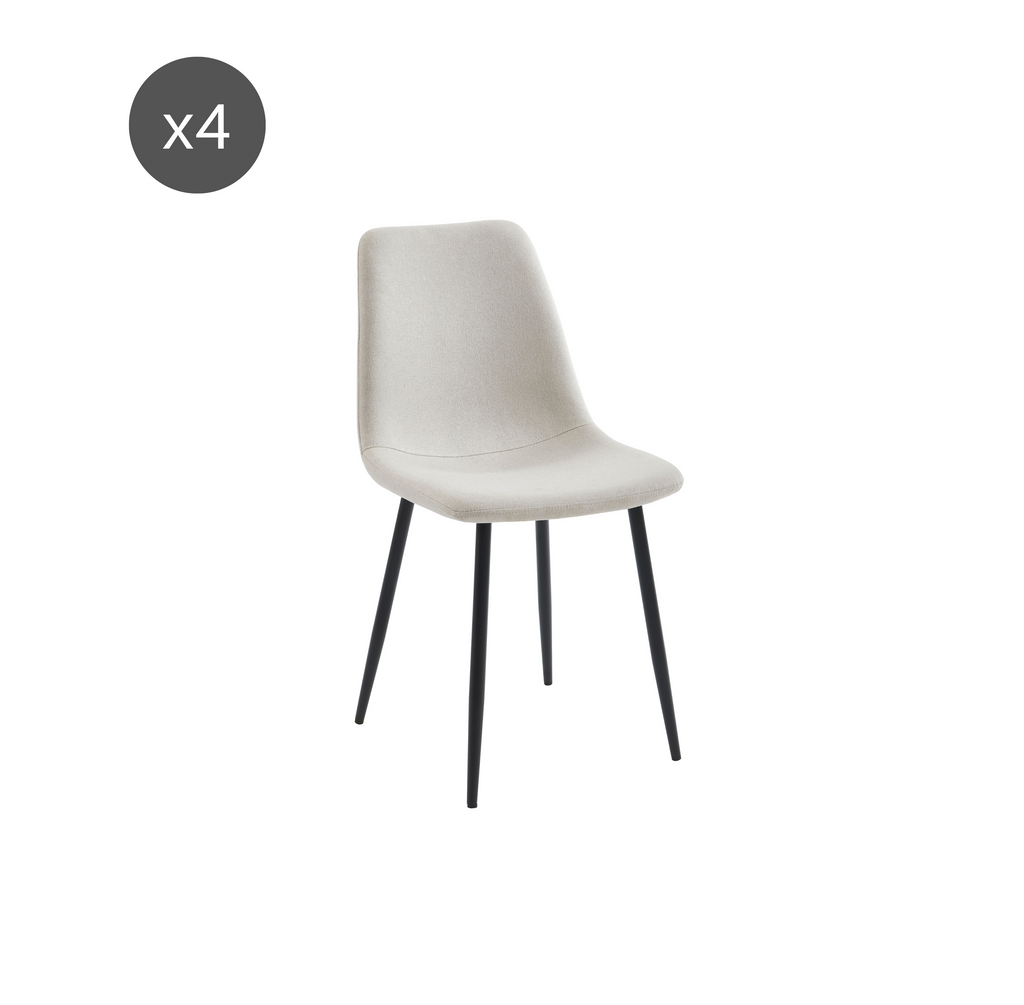 Set of 4 Chairs ESTELLE Fabric Light - Beige
