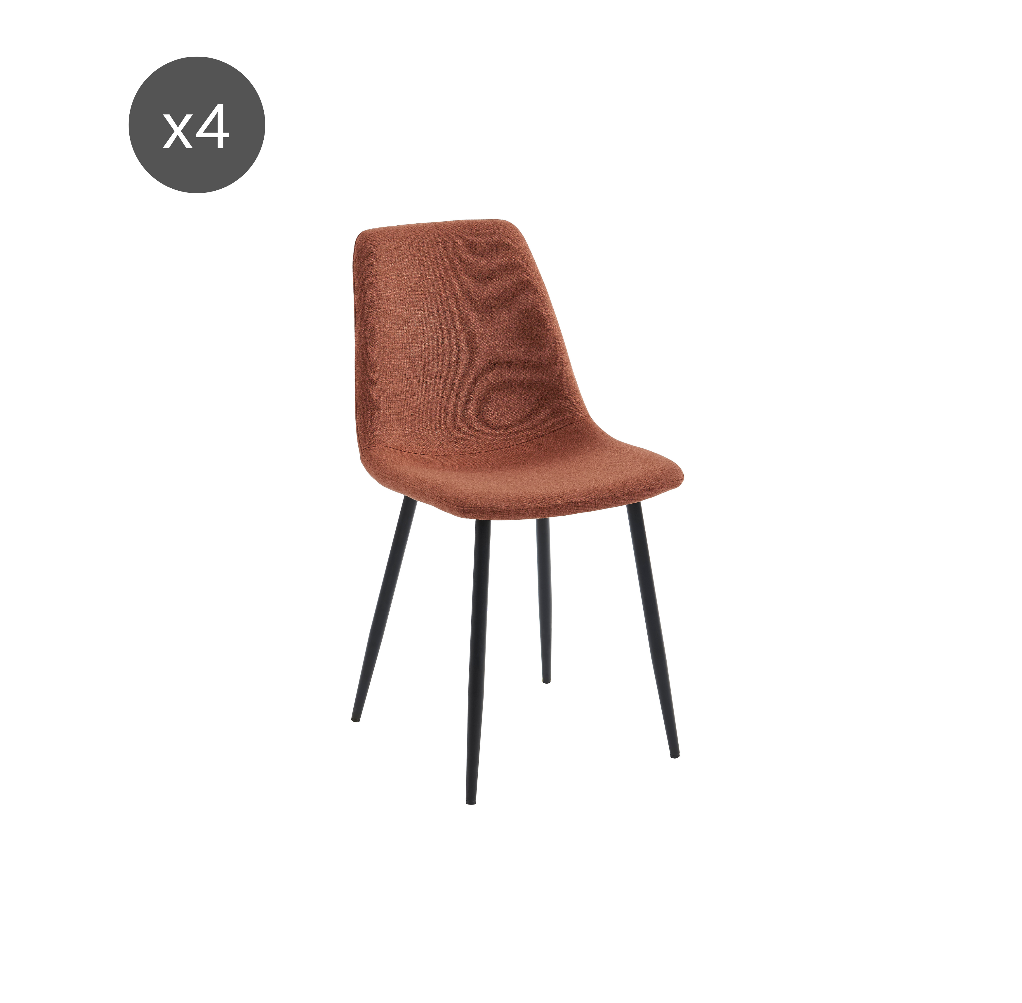 Set of 4 Chairs ESTELLE Fabric Light - Red