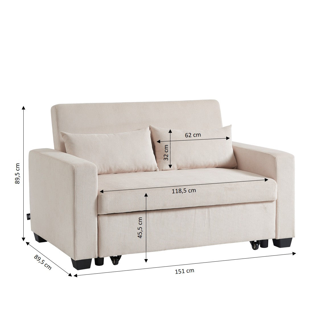 EVA 67" Convertible Sofa Bed - Beige