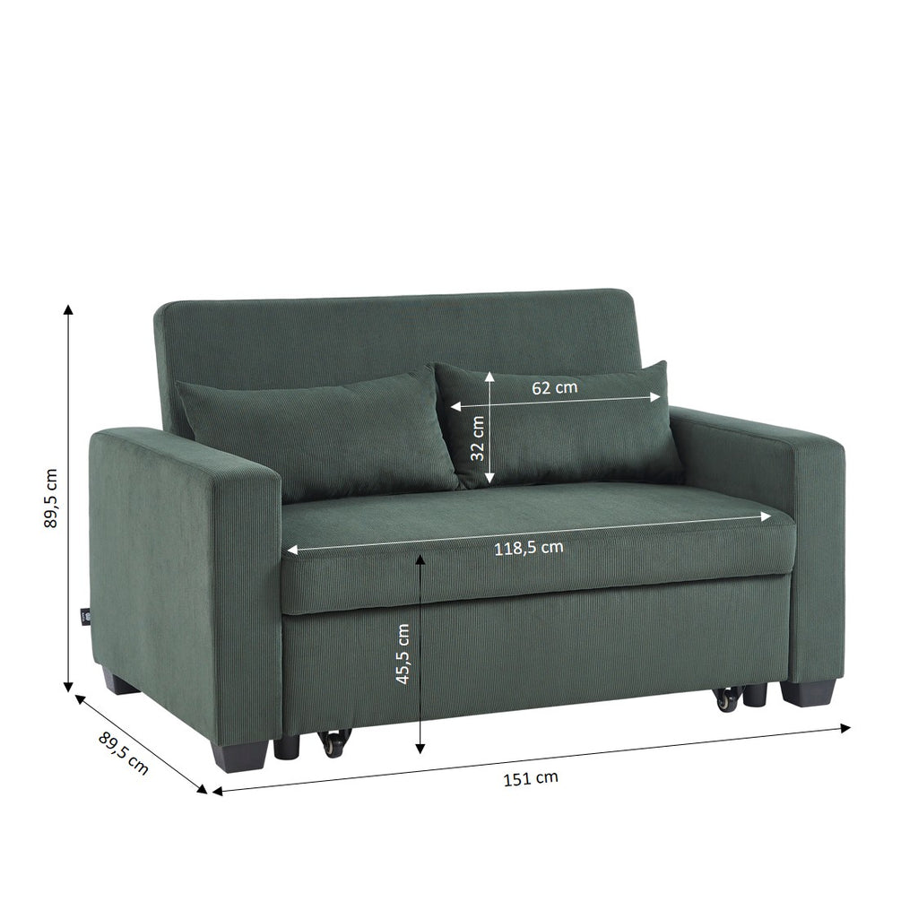 EVA 67" Convertible Sofa Bed - Green