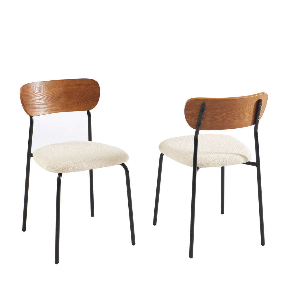 Set of 2 Chairs FRIDA Fabric bouclette - Beige