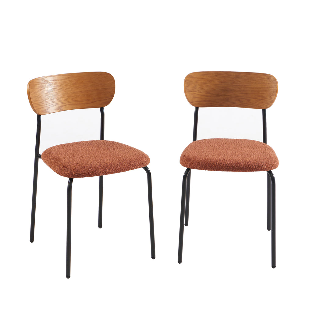 Set of 2 Chairs FRIDA Fabric bouclette - Terracota