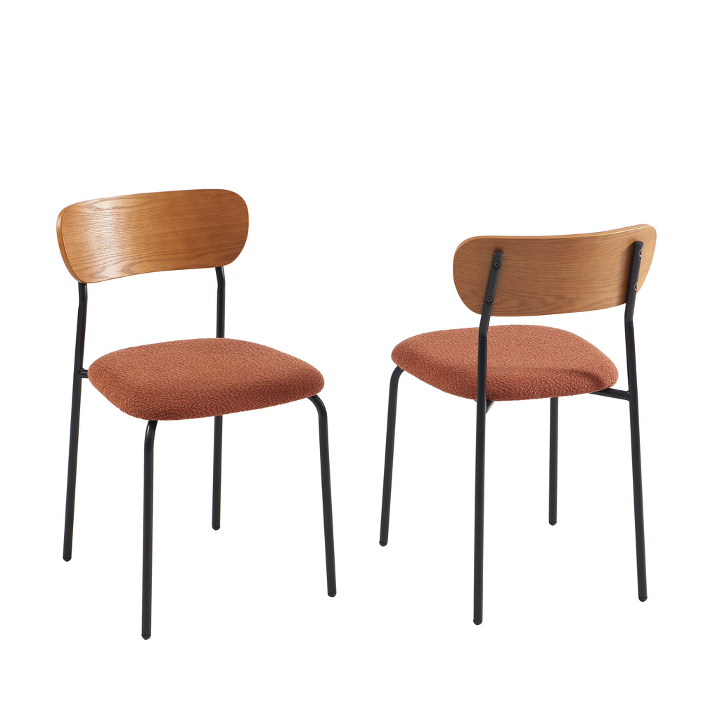 Set of 2 Chairs FRIDA Fabric bouclette - Terracota