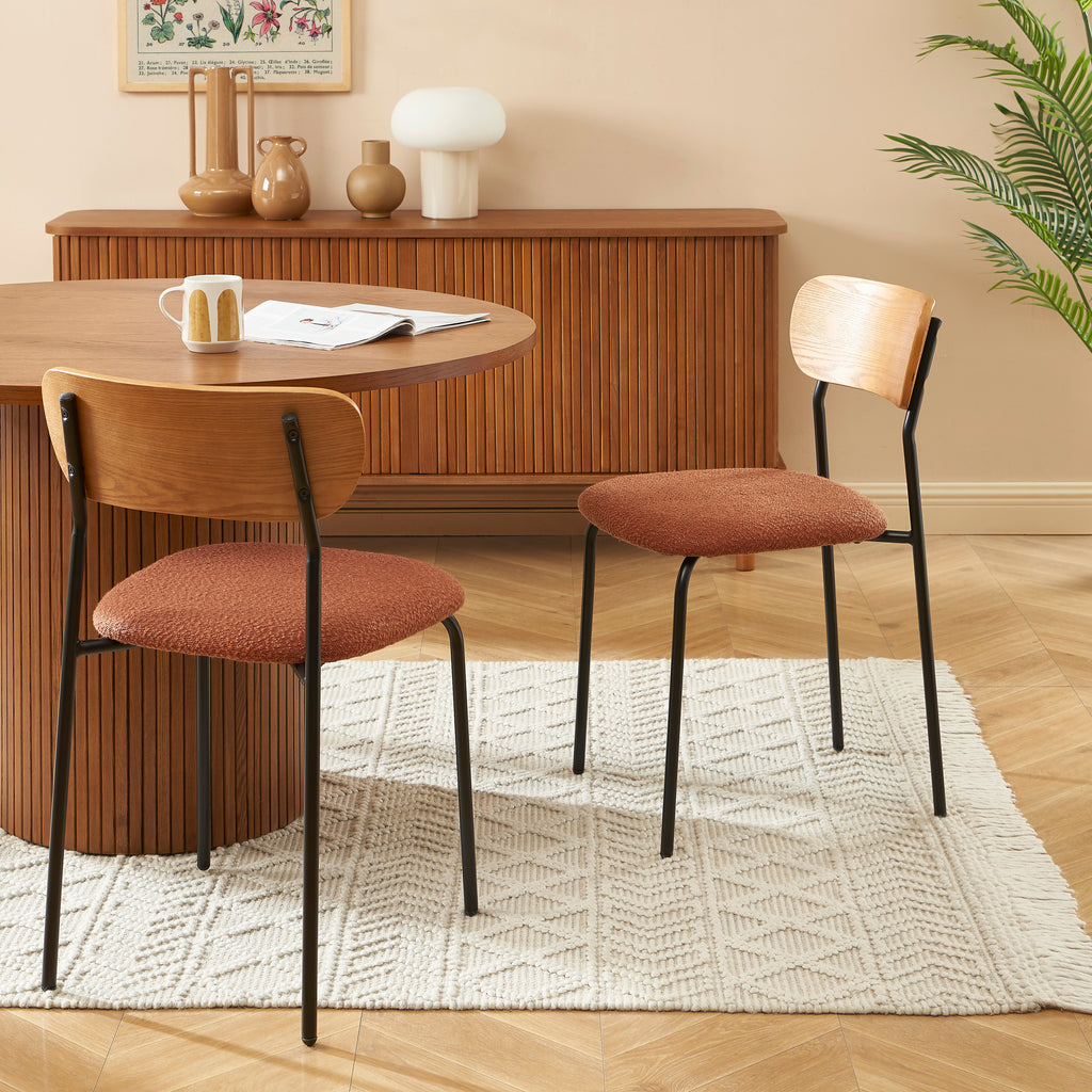 Set of 2 Chairs FRIDA Fabric bouclette - Terracota