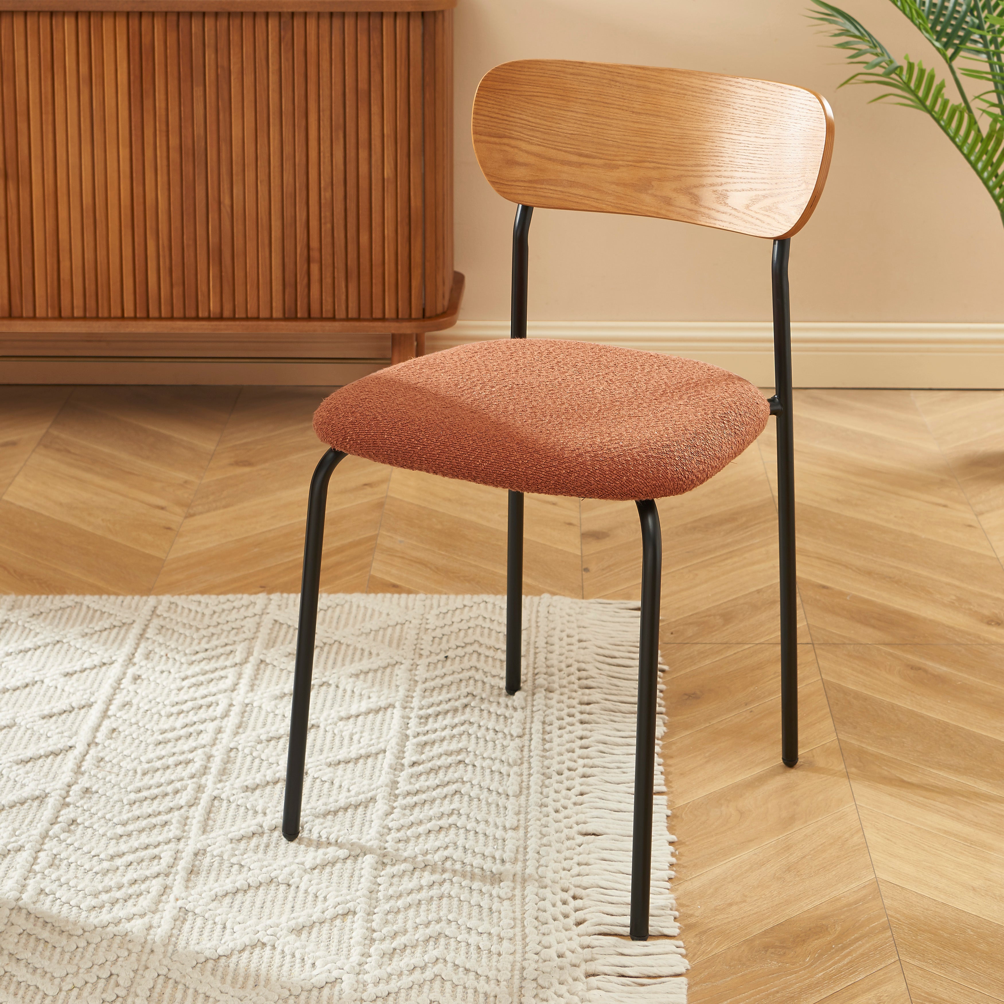 Set of 2 Chairs FRIDA Fabric bouclette - Terracota