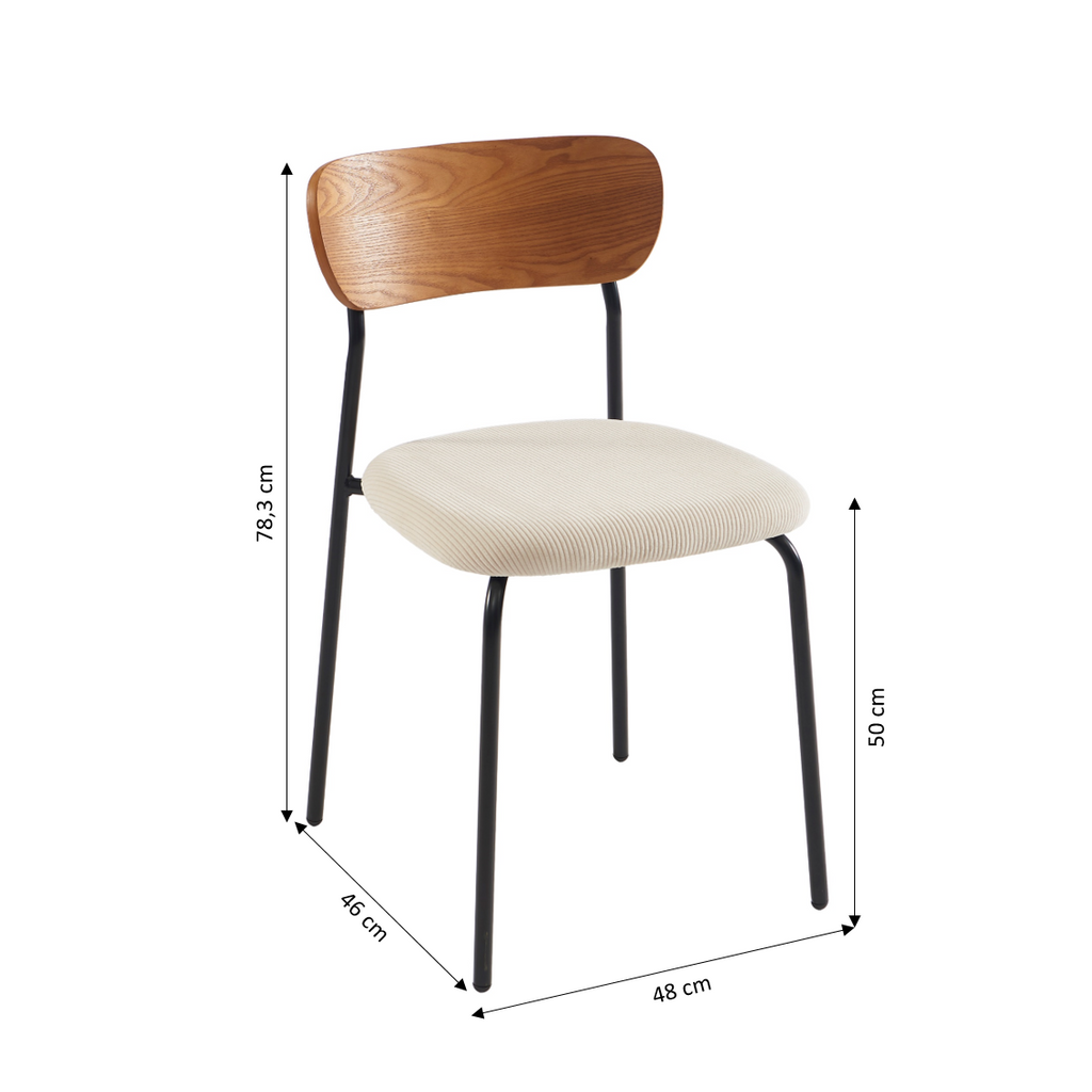 Set of 2 Chairs FRIDA Fabric bouclette - Beige