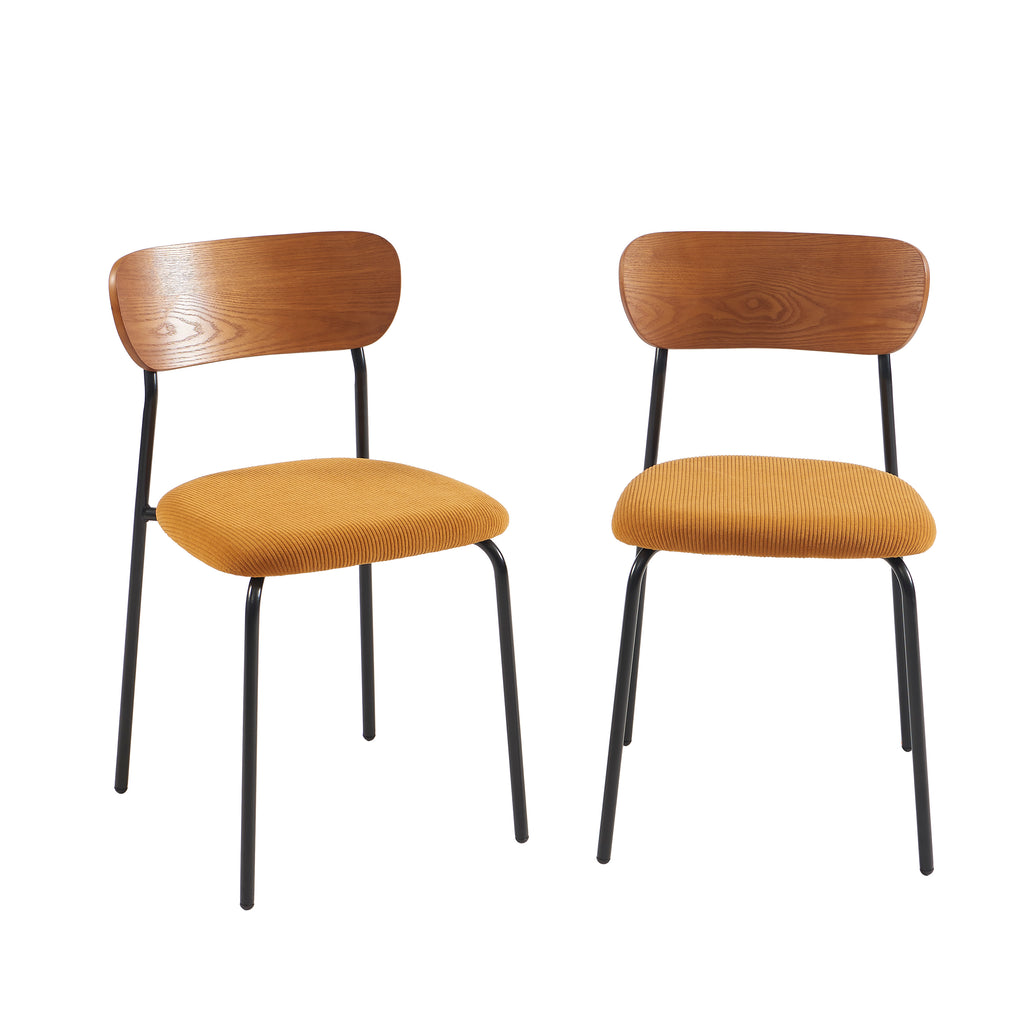 Set of 2 Chairs FRIDA Corduroy Velvet - Yellow
