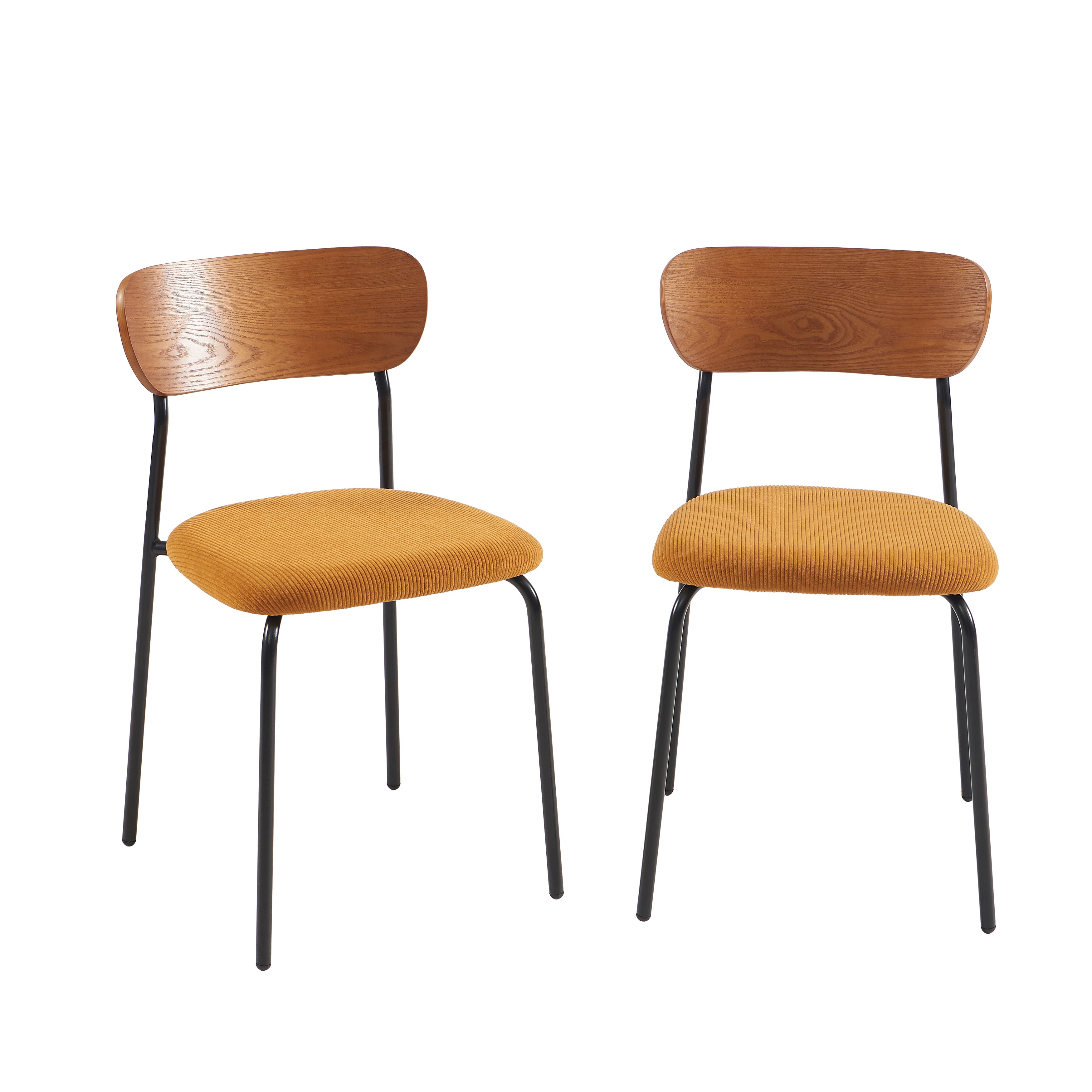 Set of 2 Chairs FRIDA Corduroy Velvet - Yellow