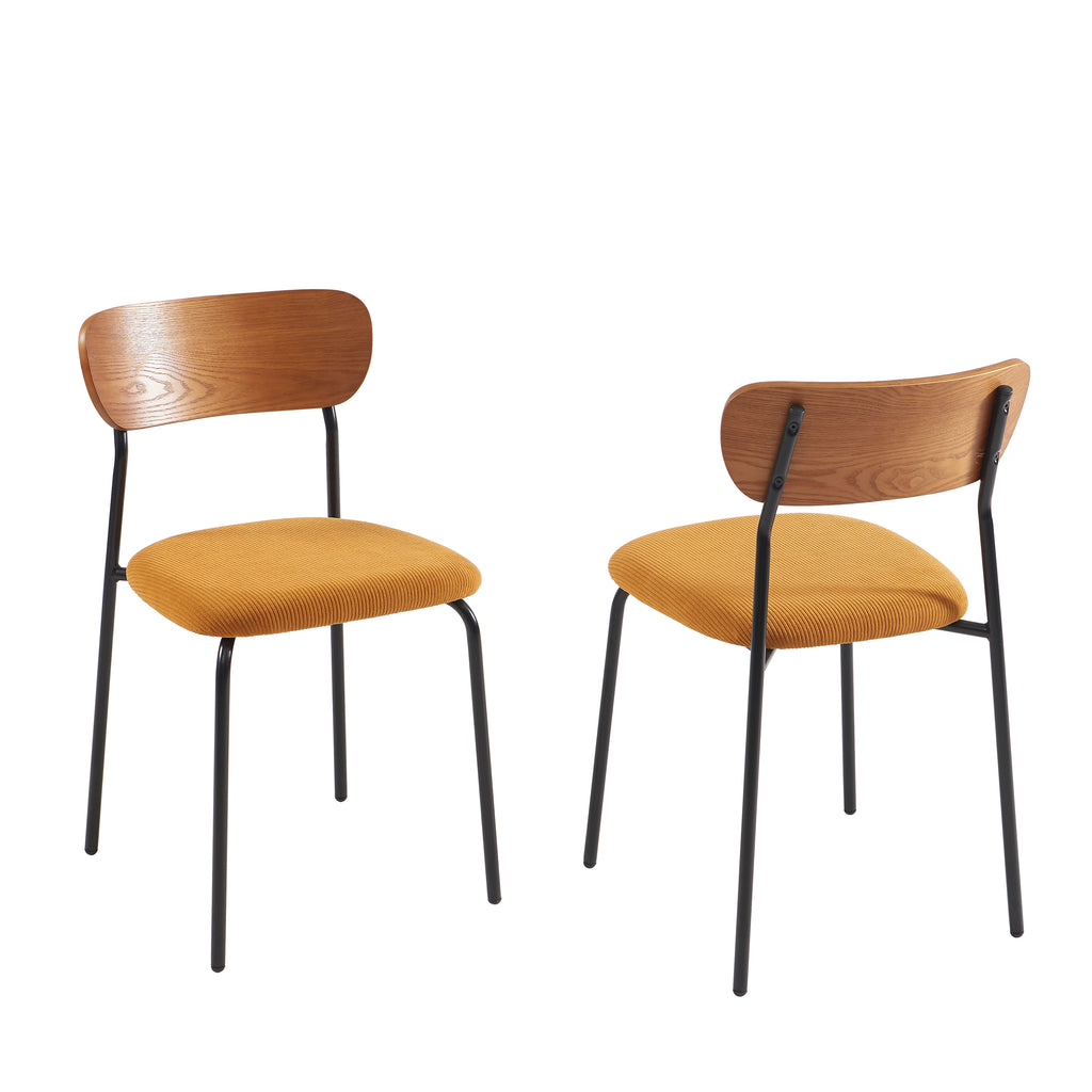 Set of 2 Chairs FRIDA Corduroy Velvet - Yellow