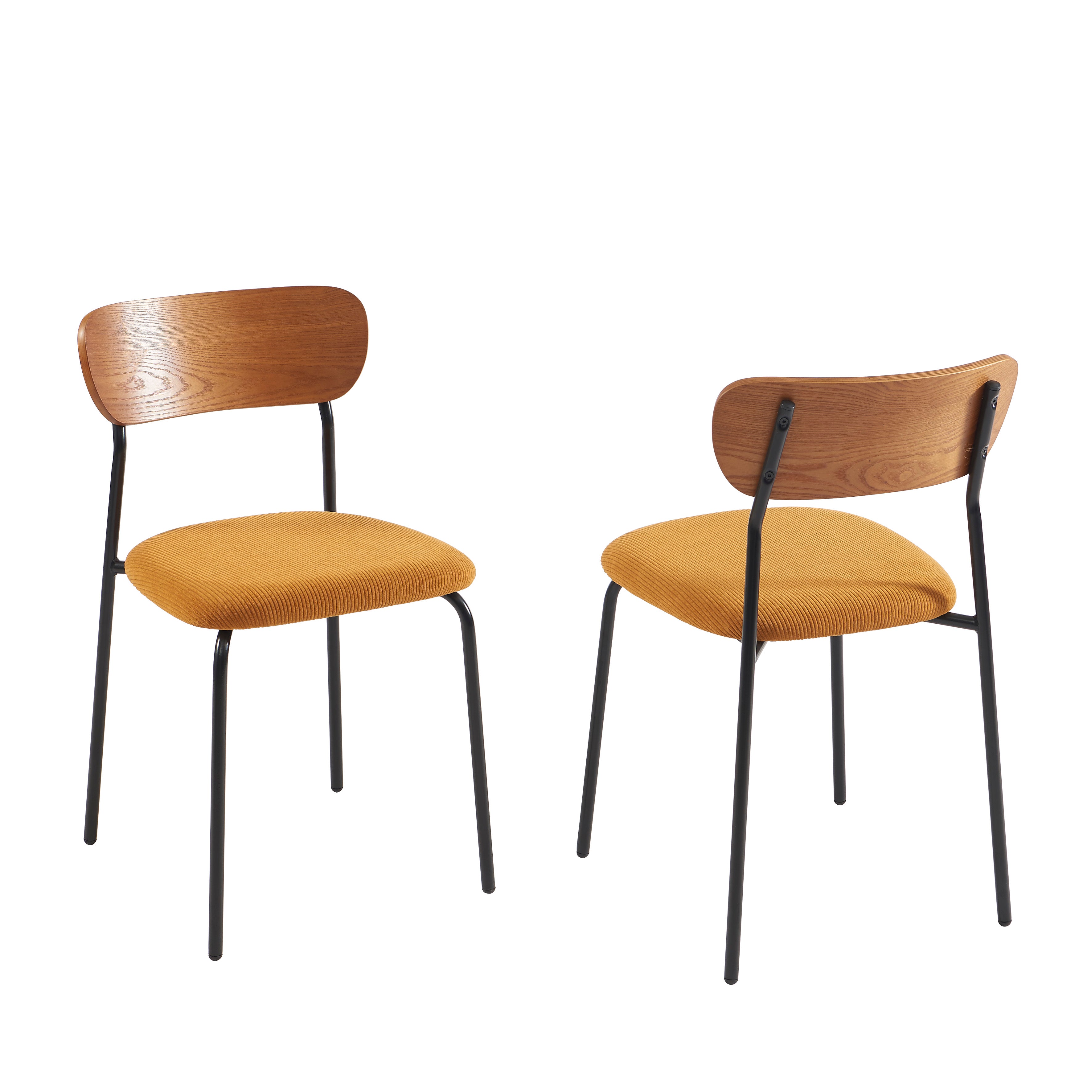 Set of 2 Chairs FRIDA Corduroy Velvet - Yellow