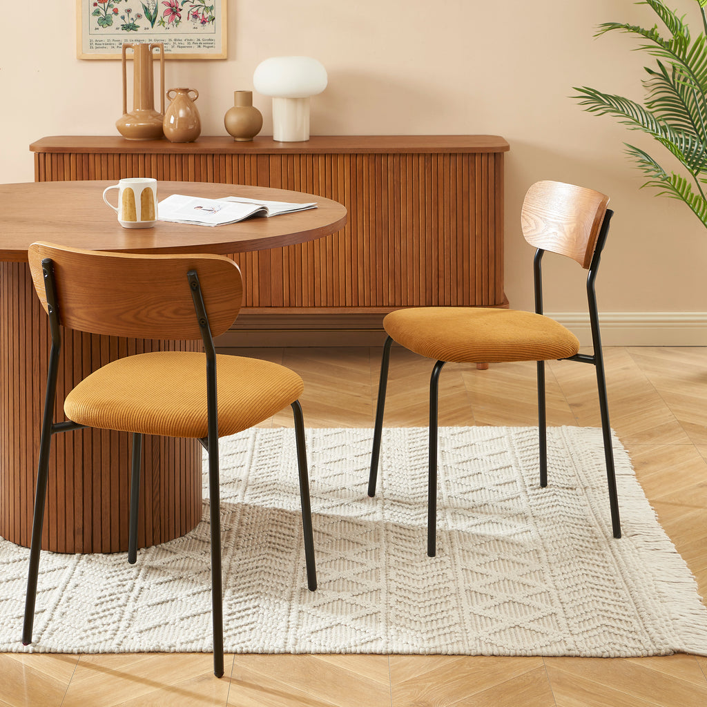 Set of 2 Chairs FRIDA Corduroy Velvet - Yellow