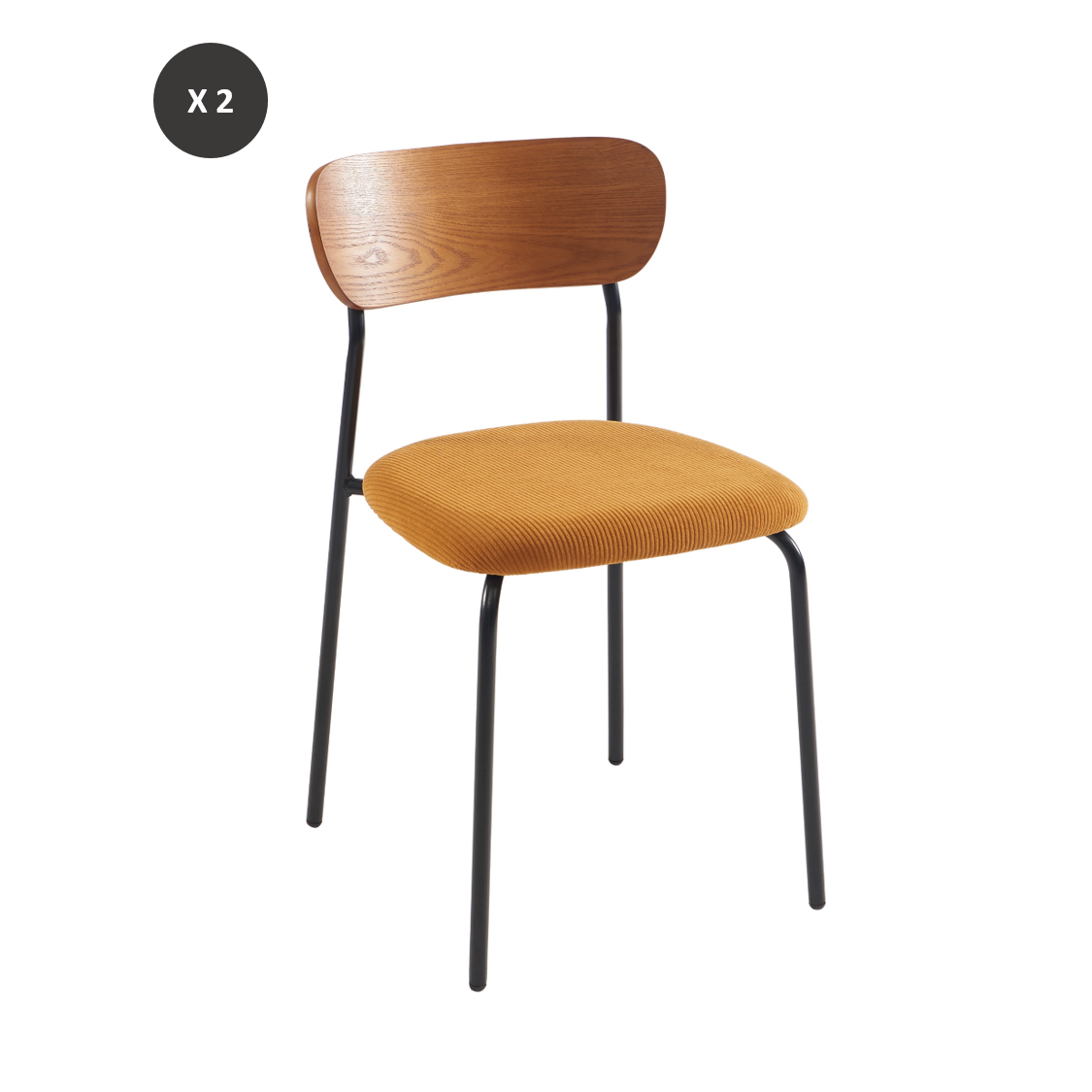 Set of 2 Chairs FRIDA Corduroy Velvet - Yellow