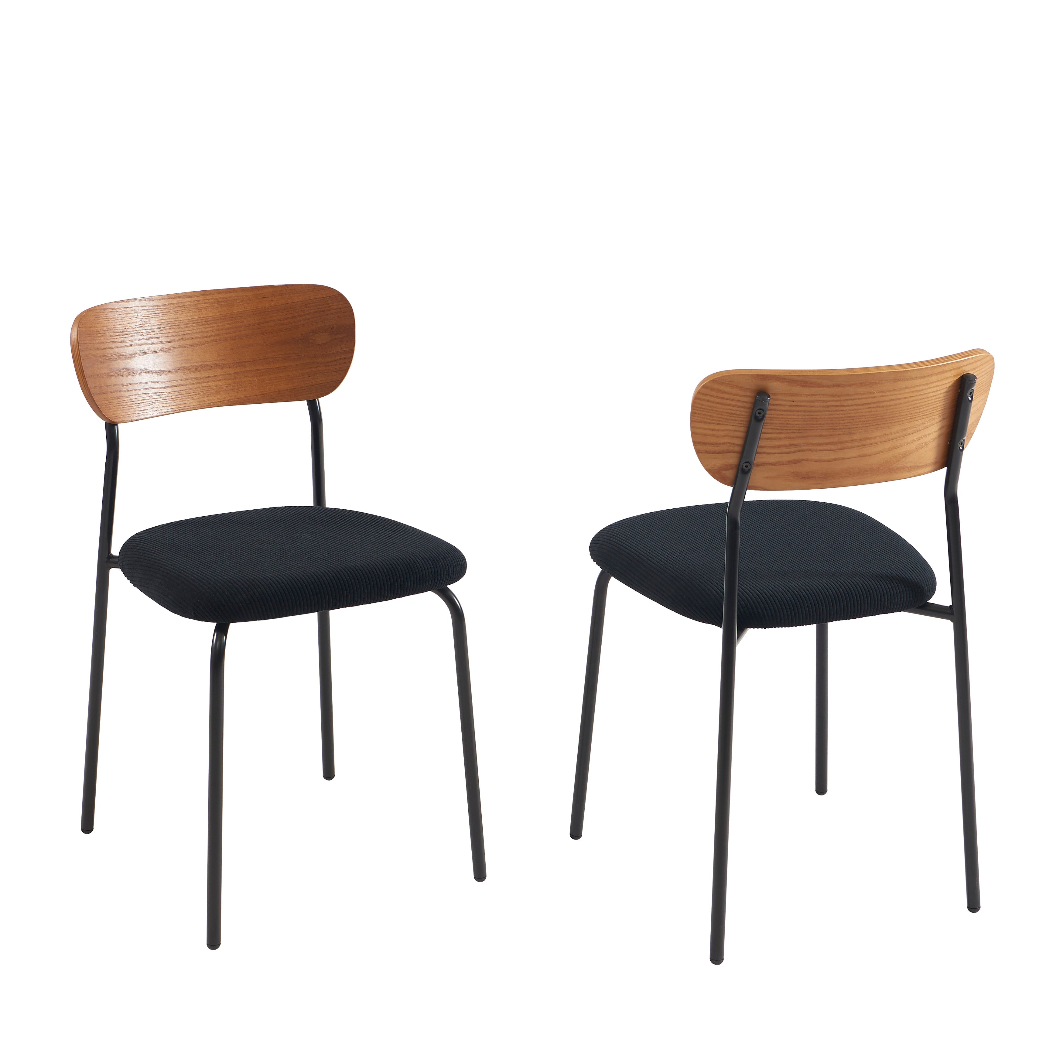 Set of 2 Chairs FRIDA Corduroy Velvet - Black