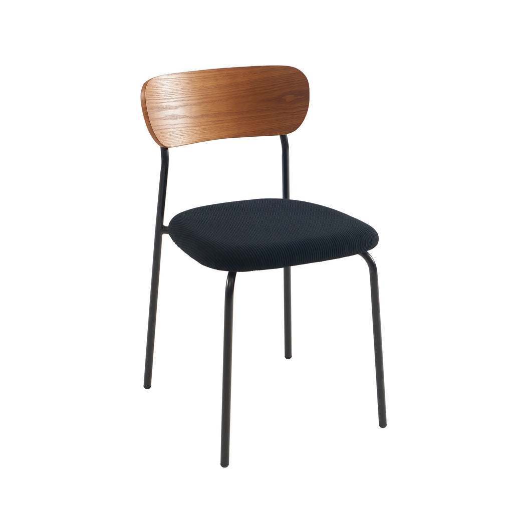 Set of 2 Chairs FRIDA Corduroy Velvet - Black