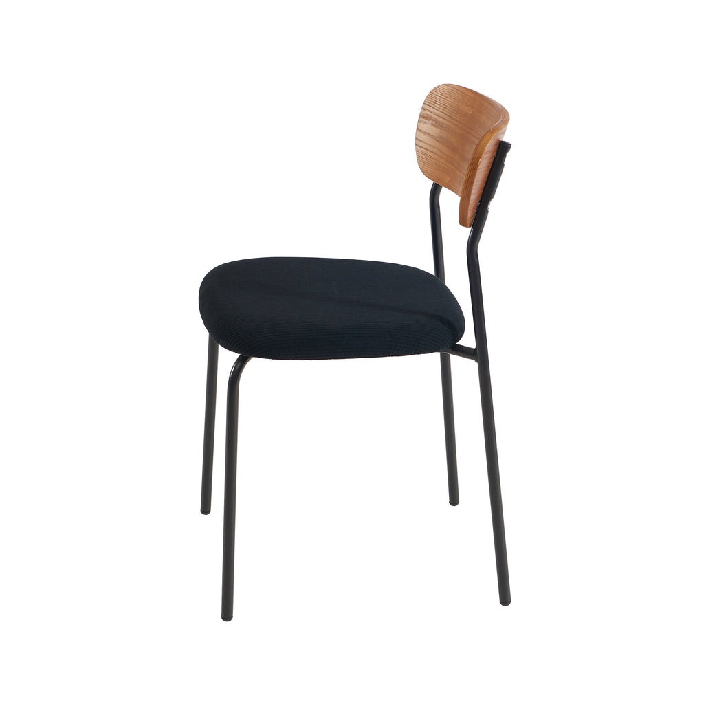 Set of 2 Chairs FRIDA Corduroy Velvet - Black