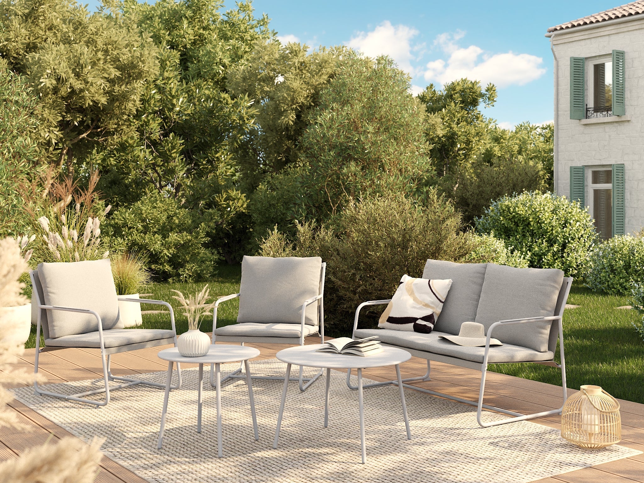 PANTONE® 4-Seat Steel Outdoor Furniture Set with Cushions